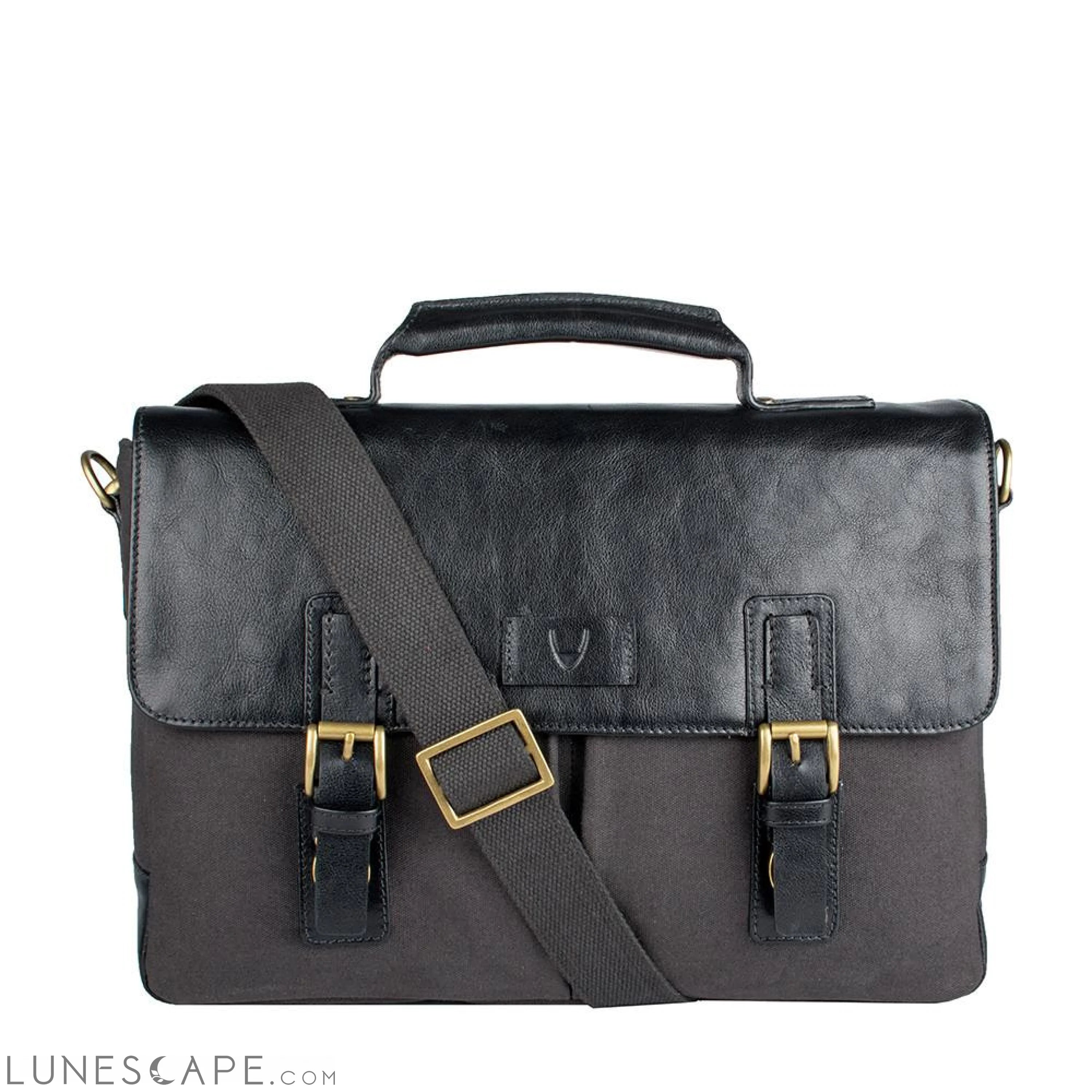 Bedouin Medium Canvas and Leather Briefcase LUNESCAPE