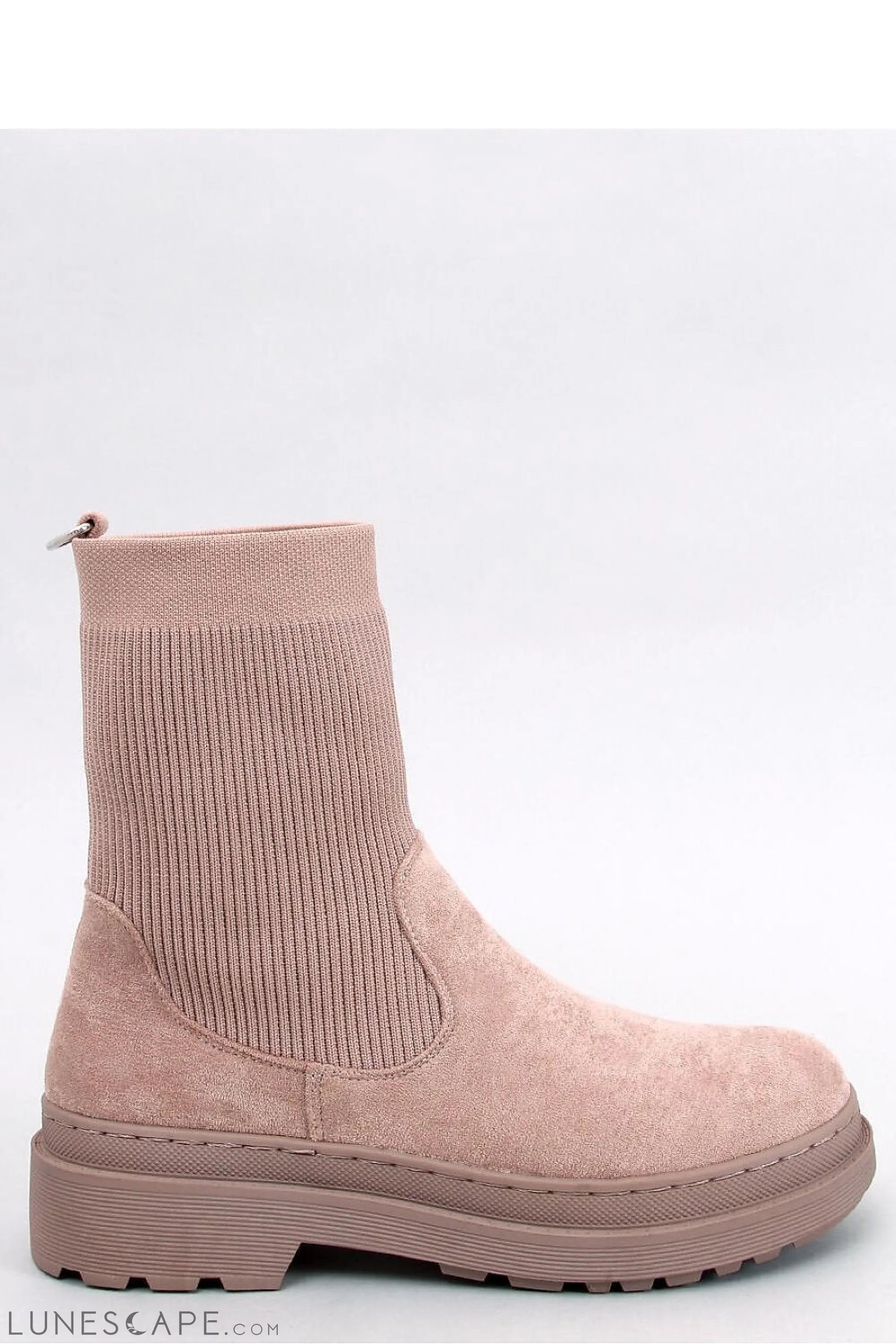 Beige Suede Chelsea Sock Boots LUNESCAPE
