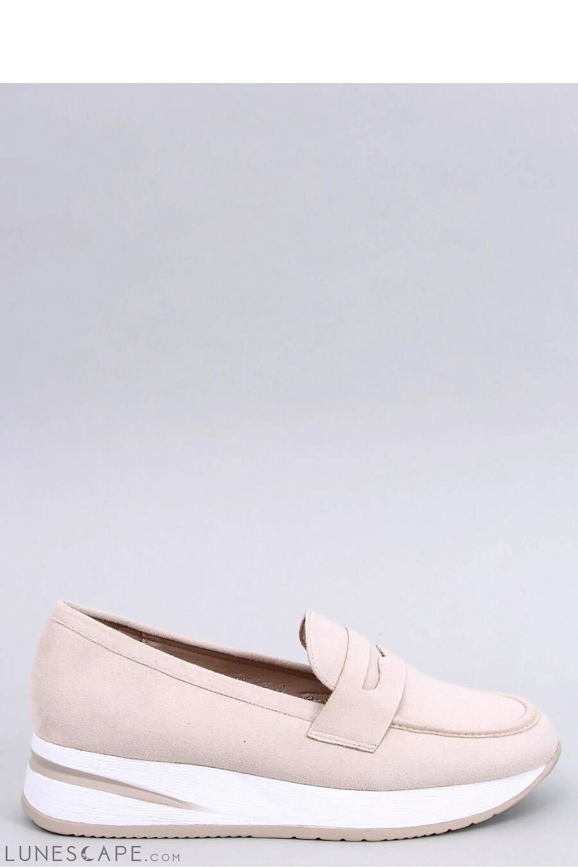 Beige Vegan Suede Platform Loafers – Women's Round Toe with Contrast Sole LUNESCAPE