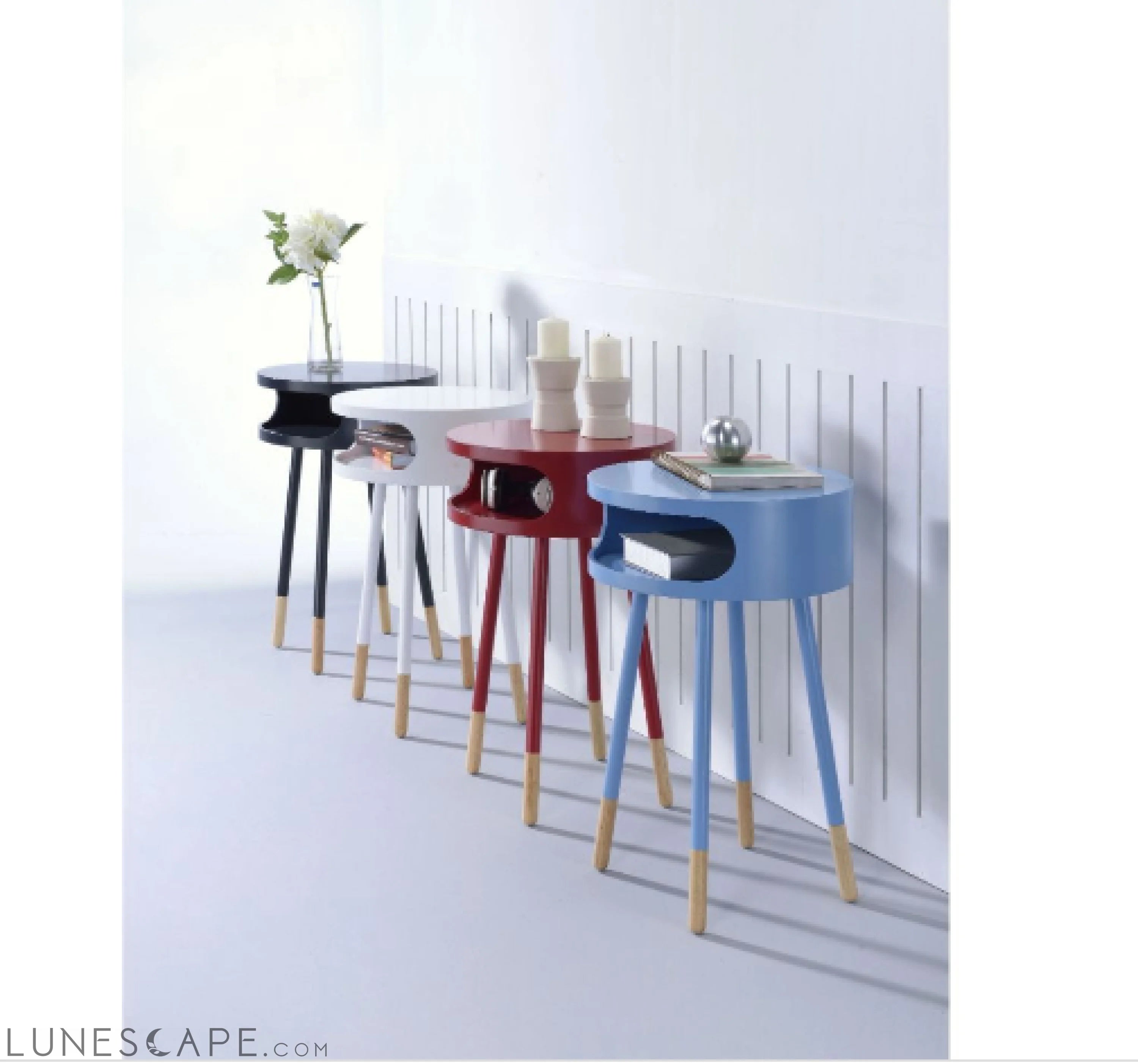 Bentwood Black Retro Round Wooden End Table LUNESCAPE