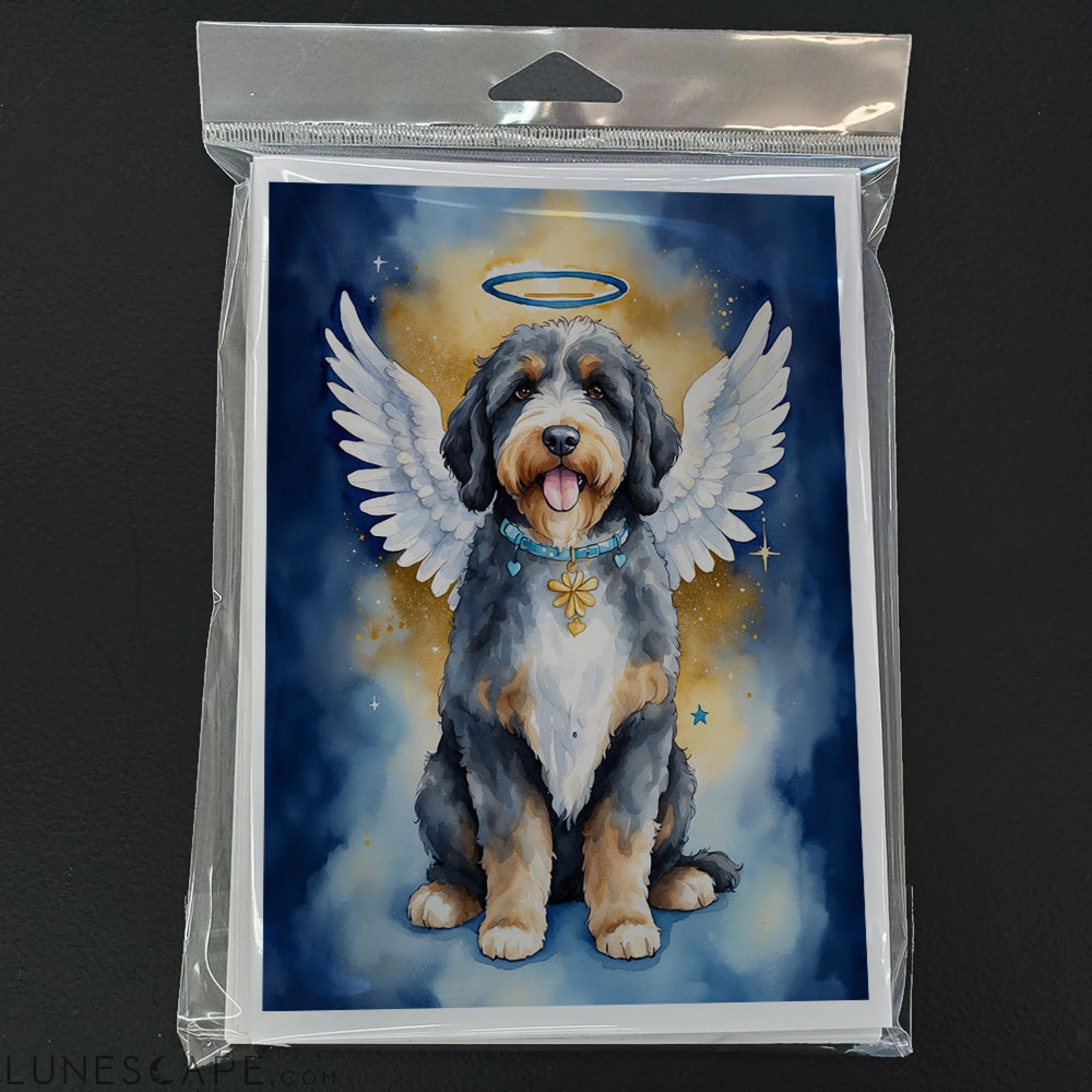 Bernedoodle My Angel Greeting Cards Pack of 8 LUNESCAPE