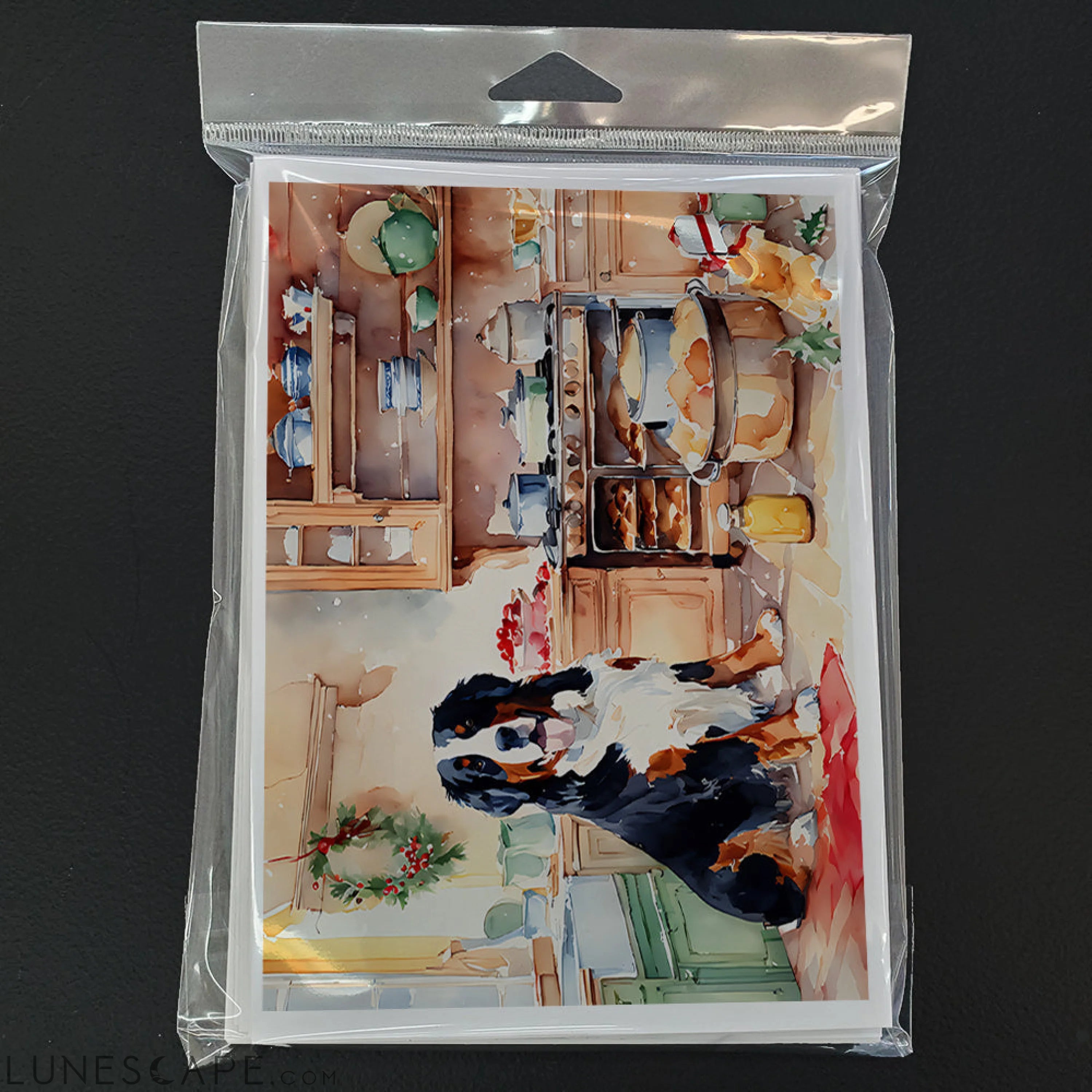 Bernese Mountain Dog Christmas Cookies Greeting Cards Pack of 8 LUNESCAPE