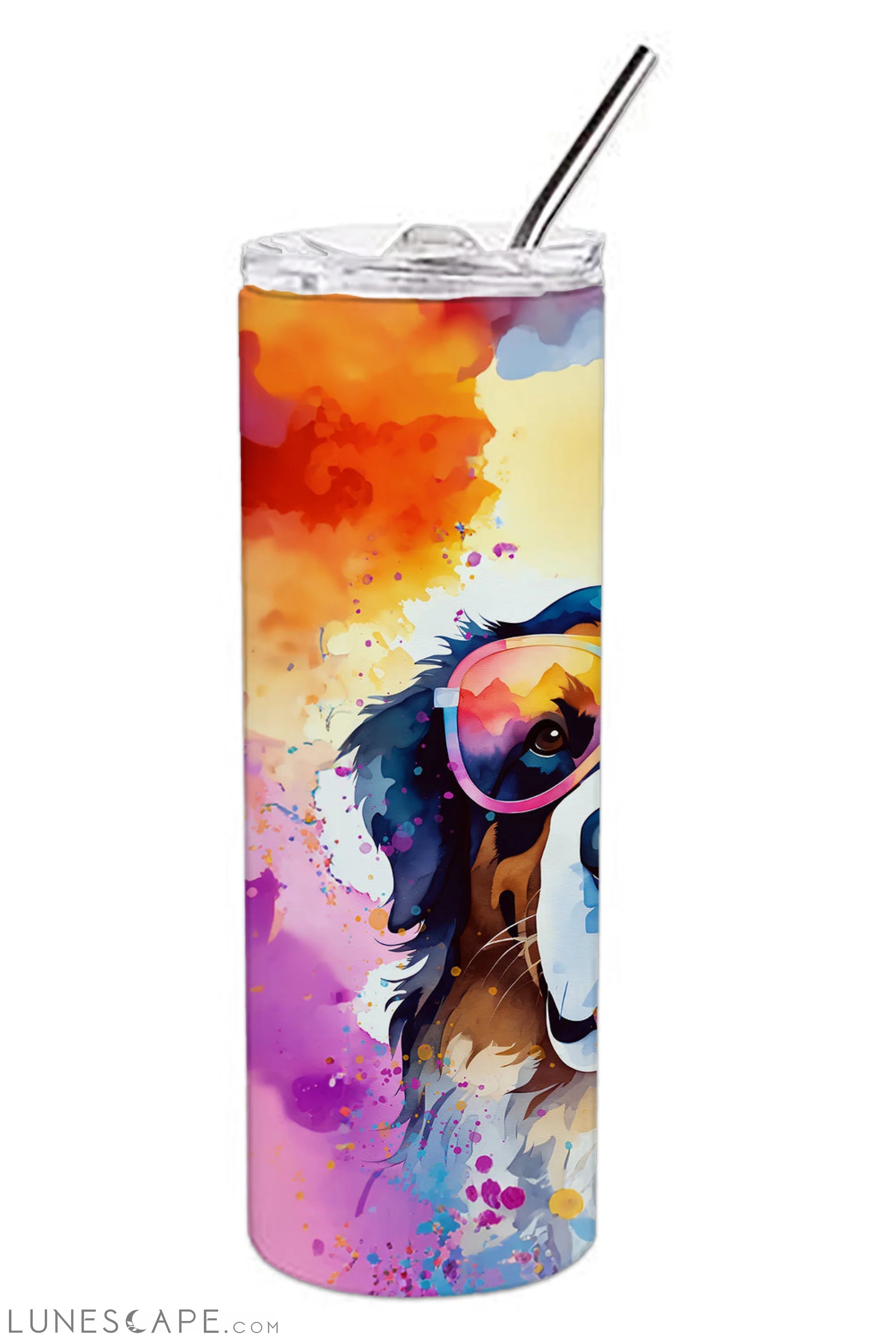 Bernese Mountain Dog Hippie Dawg Stainless Steel Tumbler Travel Mug LUNESCAPE