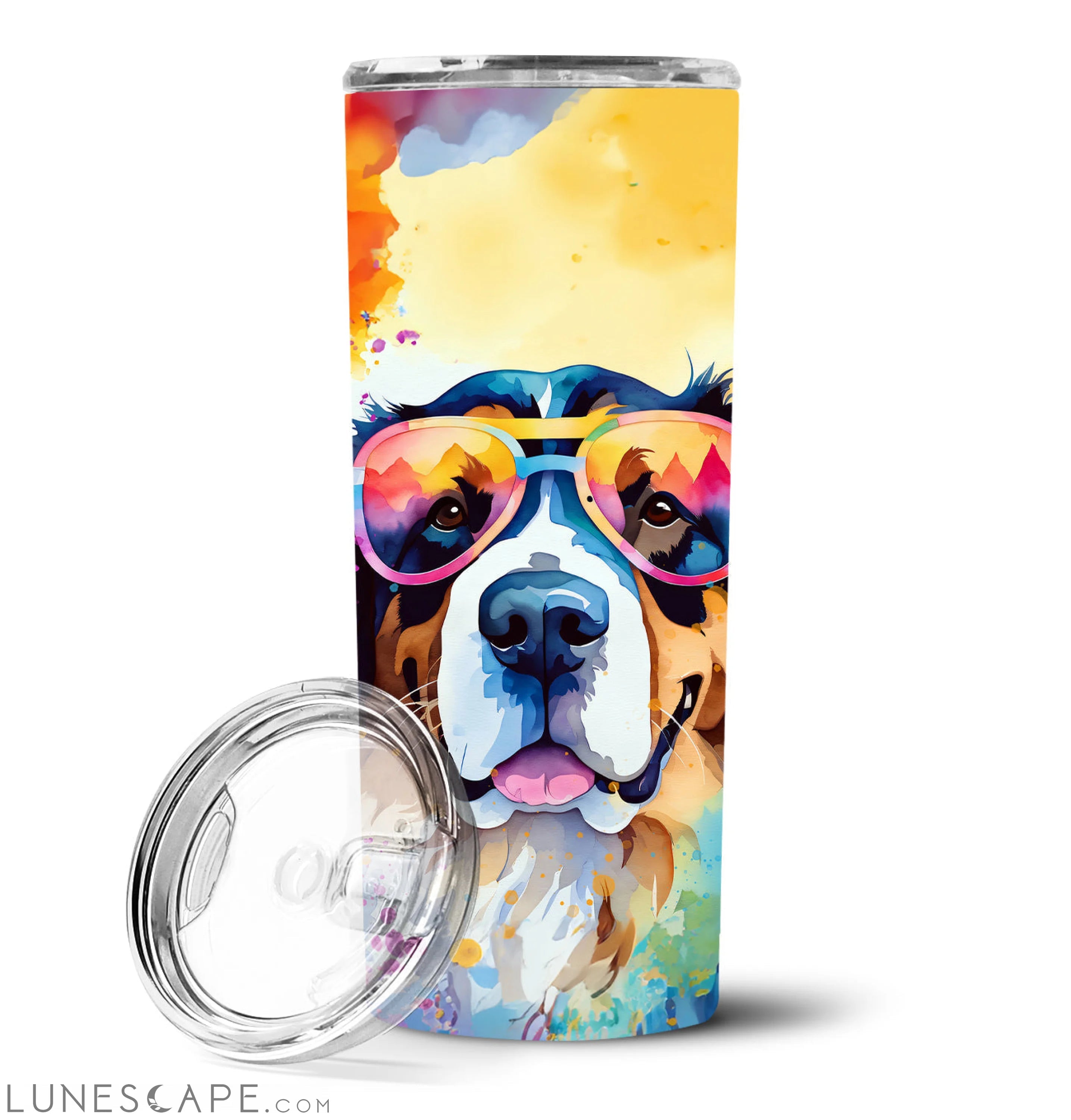Bernese Mountain Dog Hippie Dawg Stainless Steel Tumbler Travel Mug LUNESCAPE