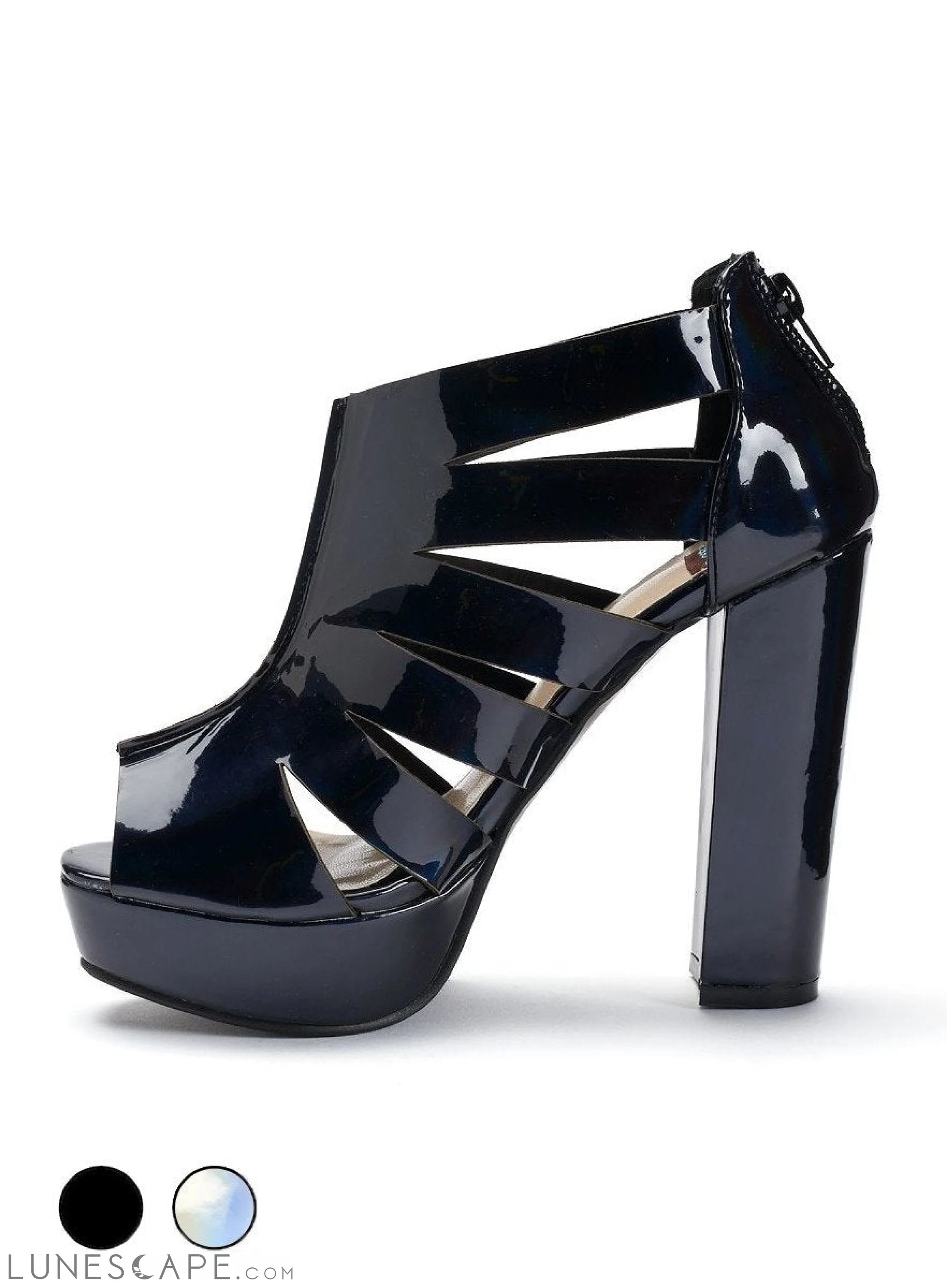 BESSIE Open-Toe Caged Block Heel Platform Sandal LUNESCAPE