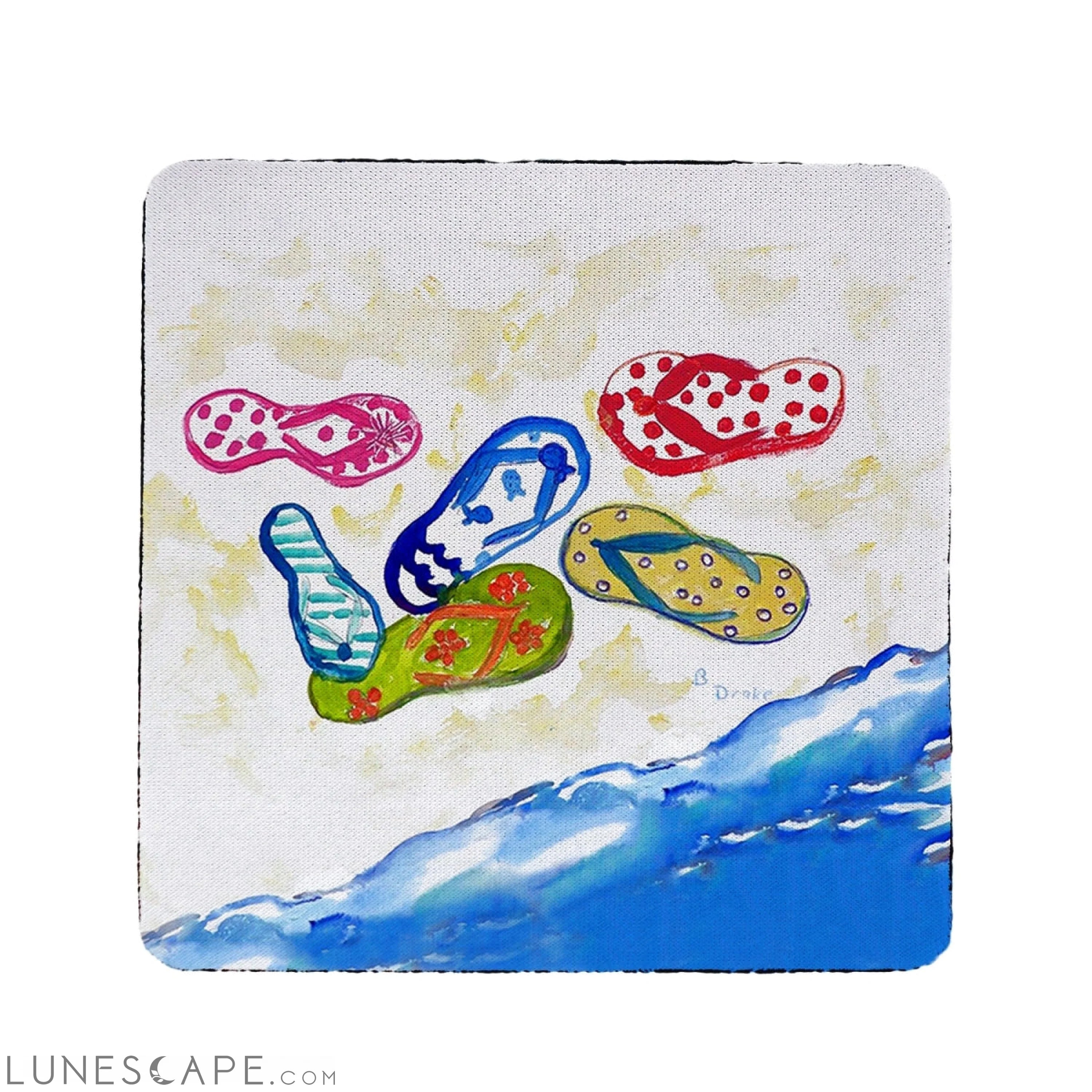 Betsy Drak Six Flip Flops Coaster - Set of 4 LUNESCAPE