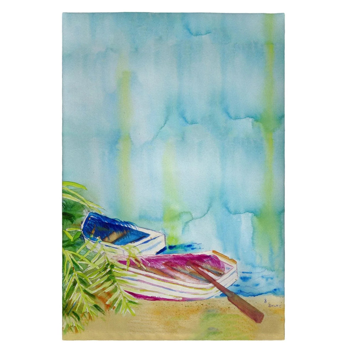 Betsy Drake 20 x 20 in. Watercolor Rowboats Guest Towel LUNESCAPE
