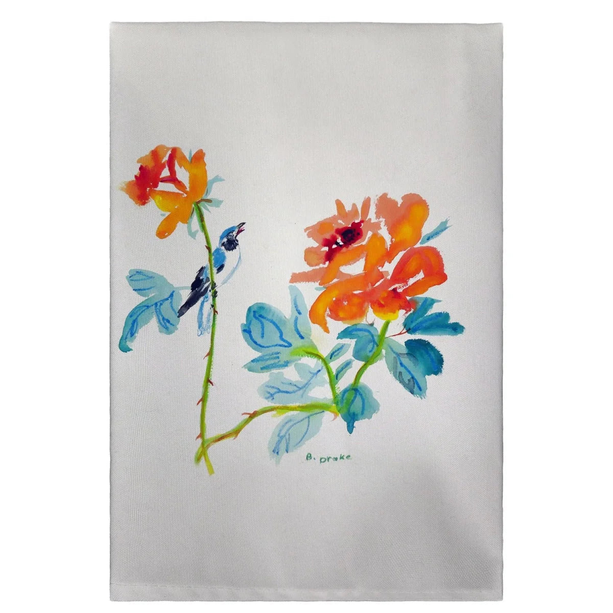Betsy Drake Bird & Roses Guest Towel - 20 x 20 in. LUNESCAPE