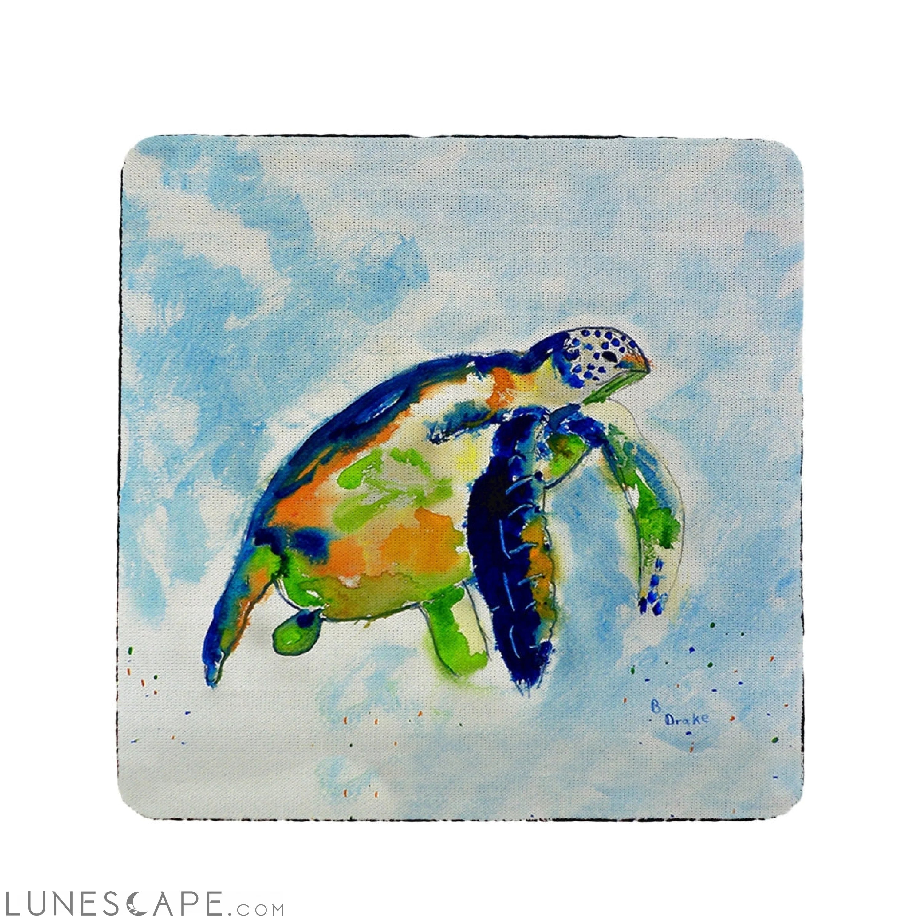 Betsy Drake Blue Sea Turtle Coaster - Set of 4 LUNESCAPE