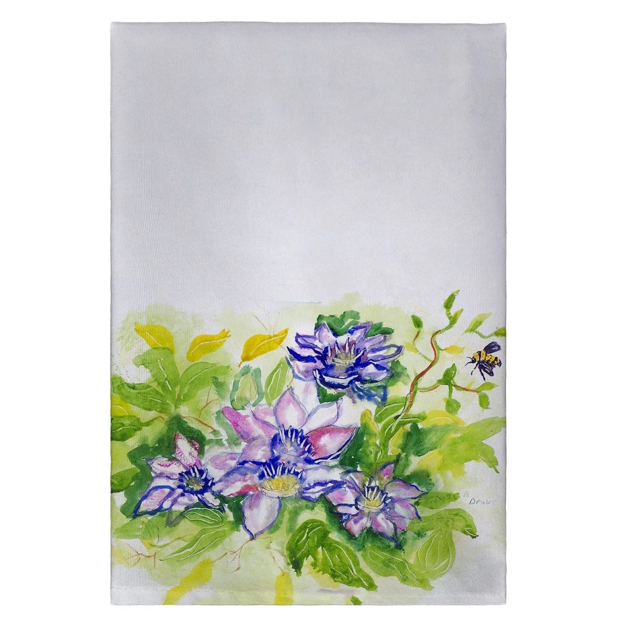 Betsy Drake Clematis Guest Towel - 20 x 20 in. LUNESCAPE