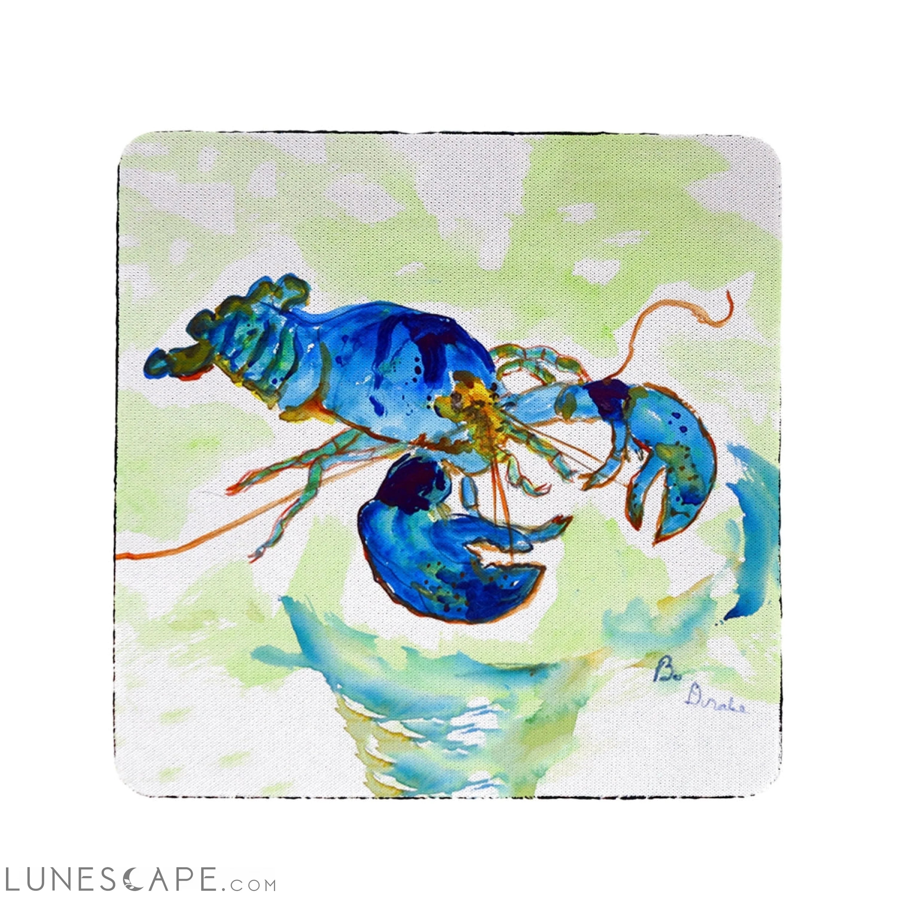 Betsy Drake Green Blue Lobster Coaster - Set of 4 LUNESCAPE