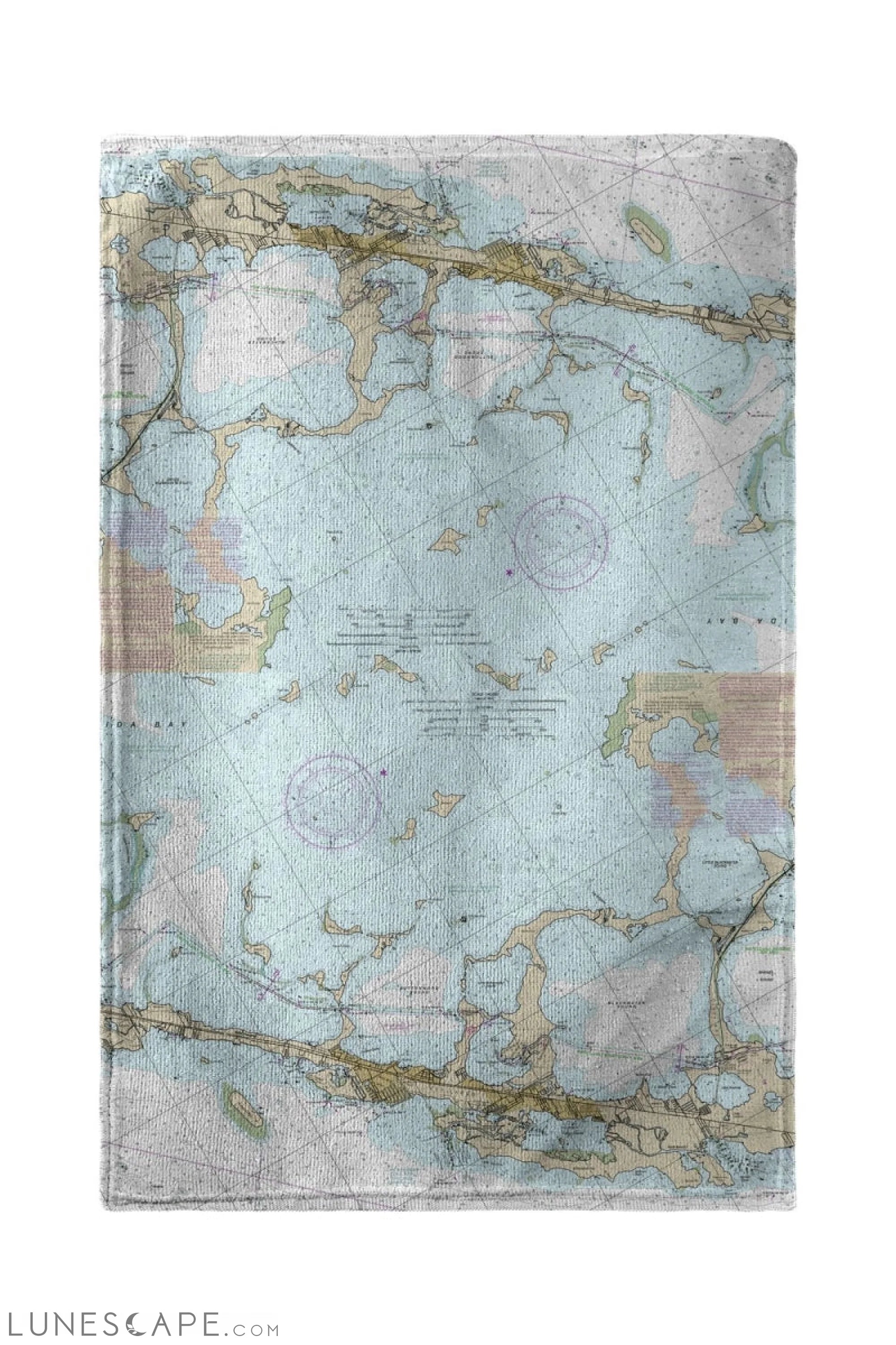 Betsy Drake Key Largo, FL Nautical Map Beach Towel - 30 x LUNESCAPE