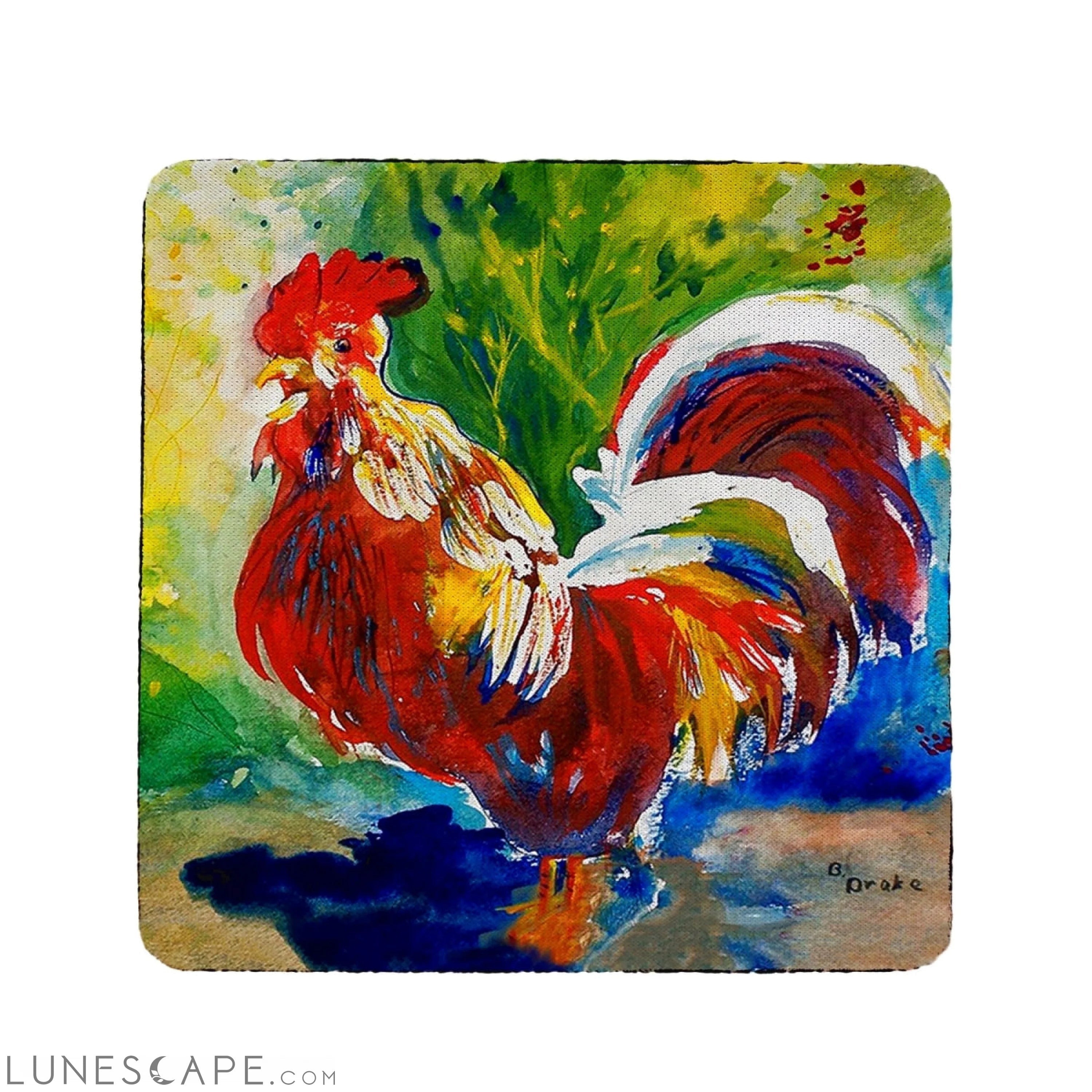 Betsy Drake Red Roosters Coaster - Set of 4 LUNESCAPE