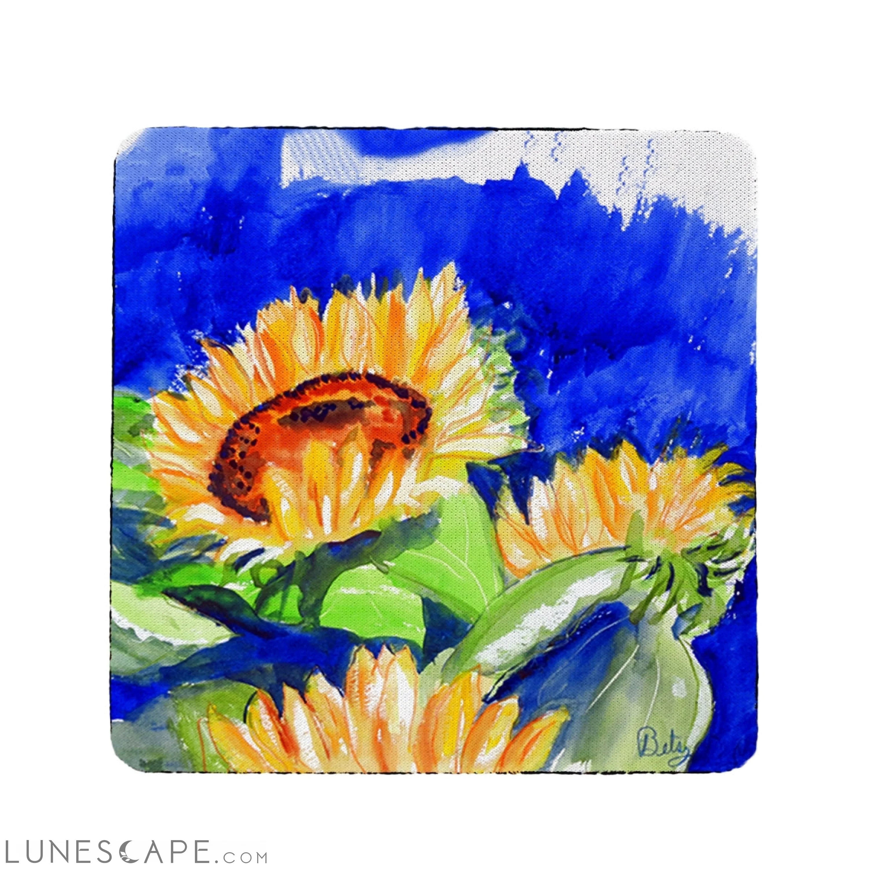 Betsy Drake Rising Sunflower Coaster - Set of 4 LUNESCAPE