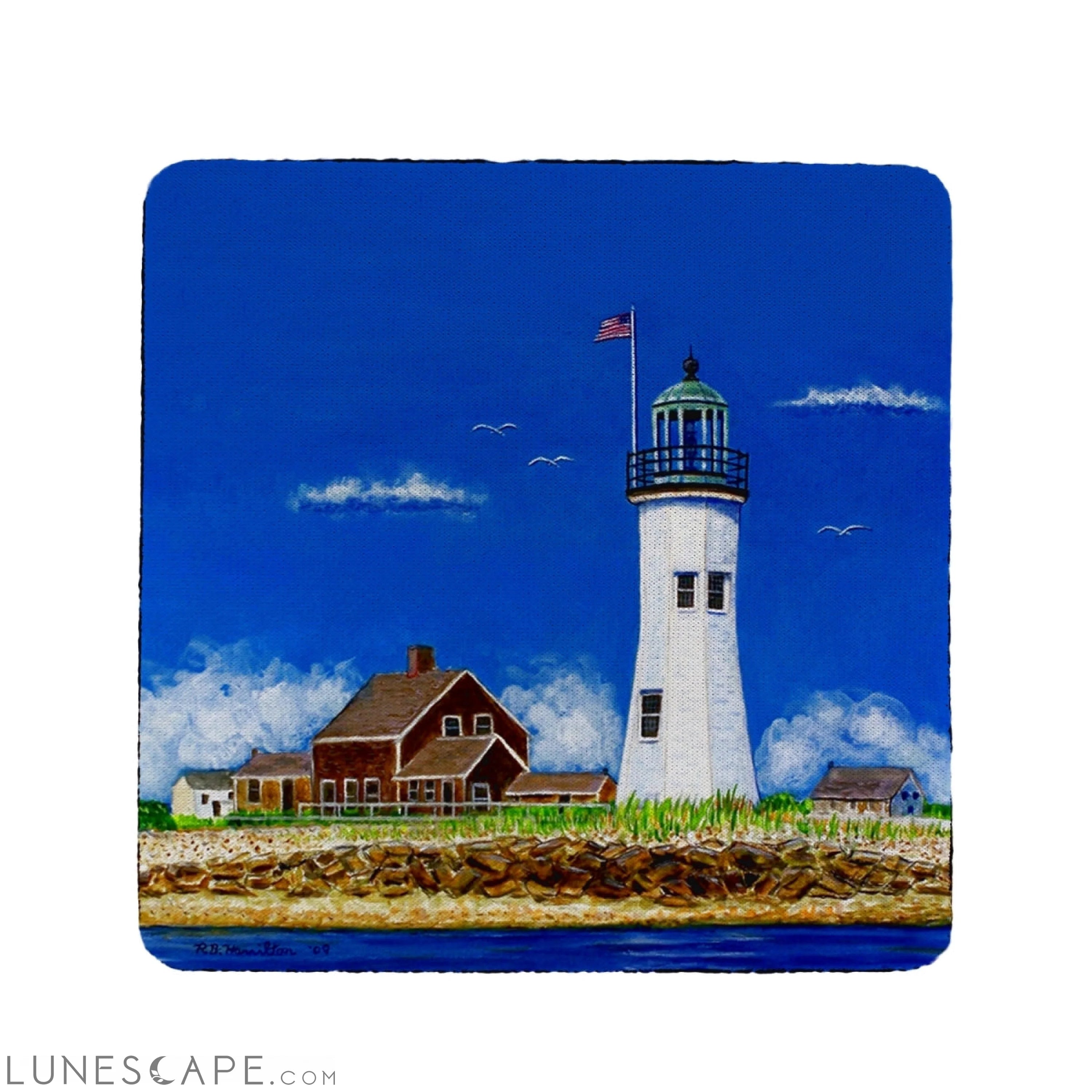 Betsy Drake Scituate Lighthouse Coaster - Set of 4 LUNESCAPE
