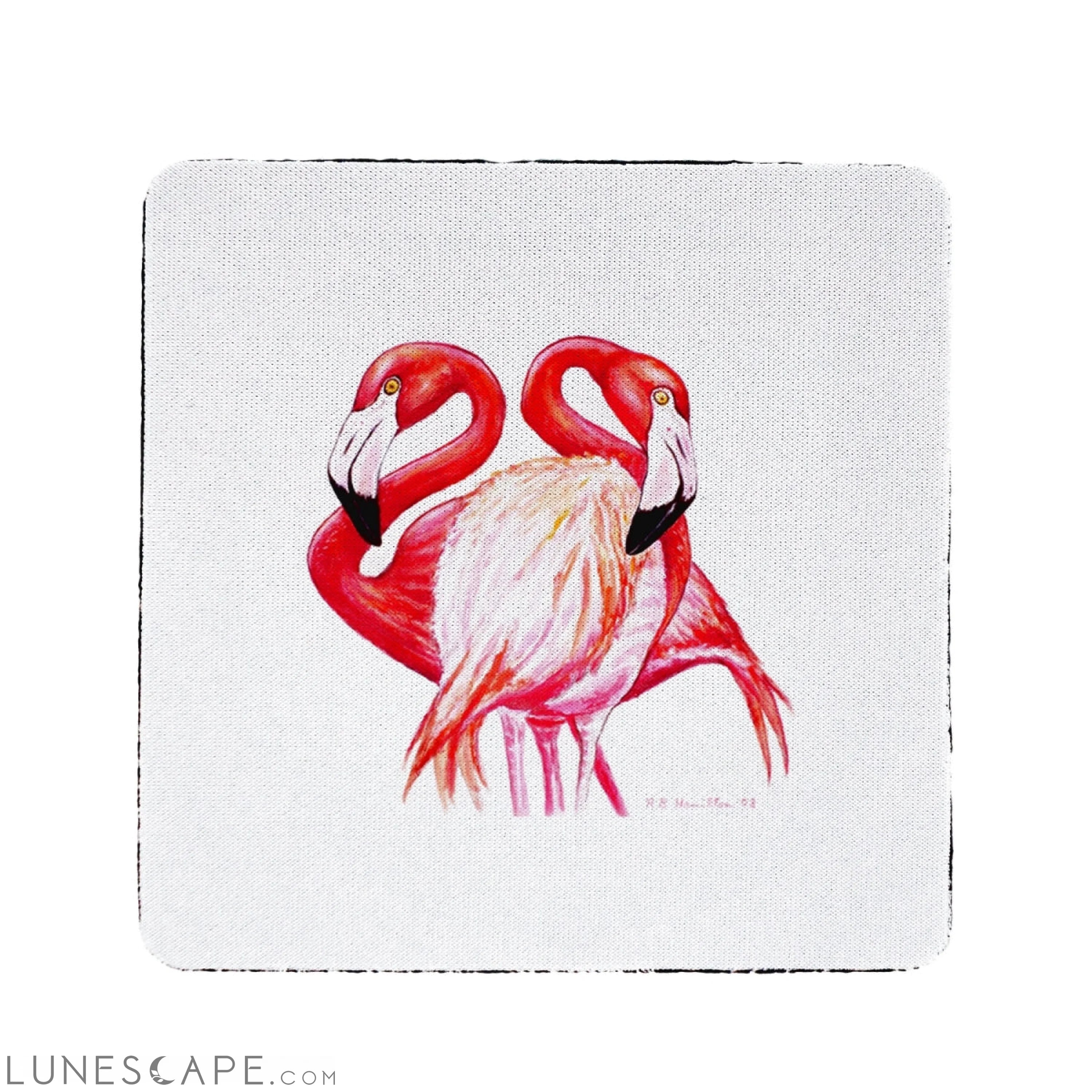 Betsy Drake Two Flamingos Coaster - Set of 4 LUNESCAPE