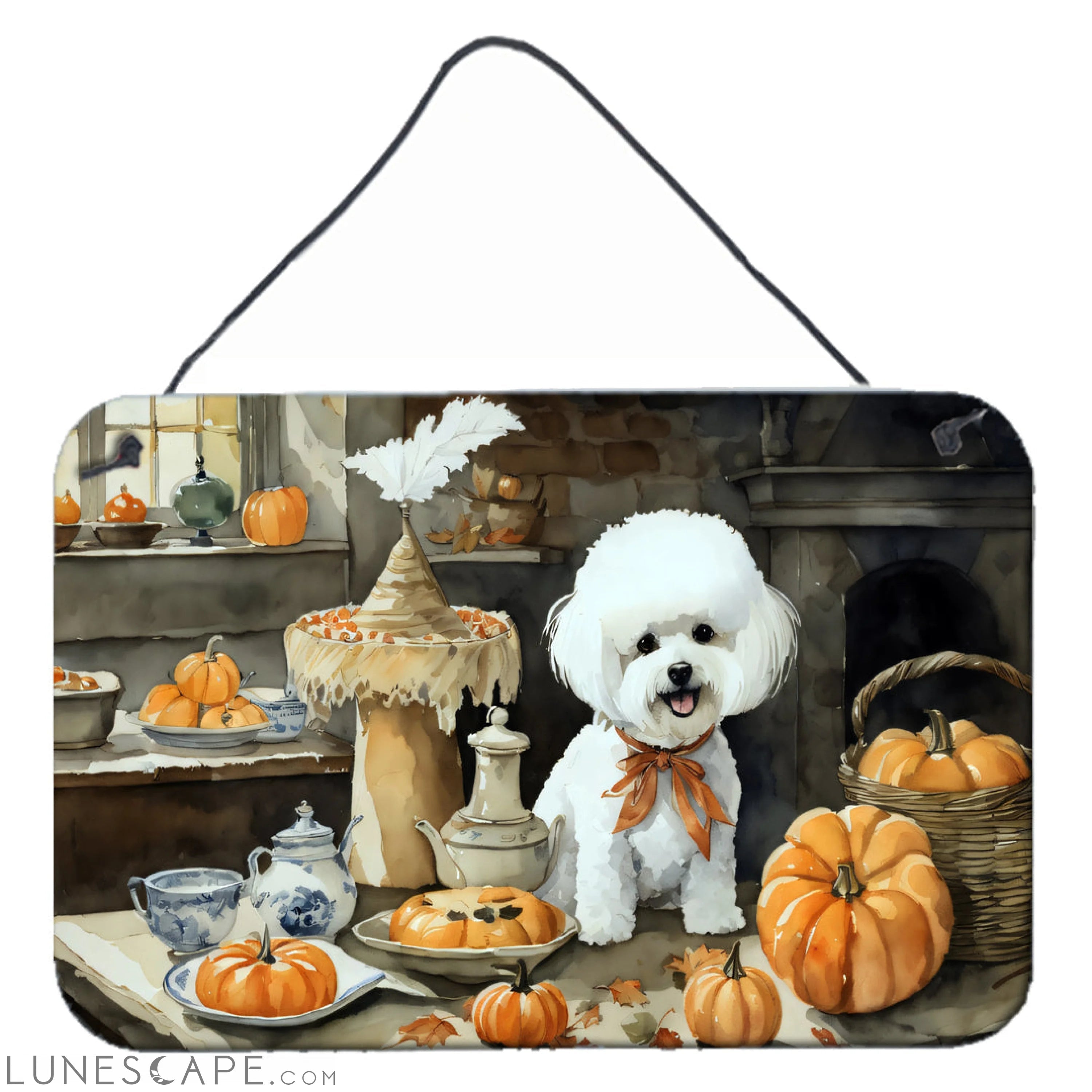 Bichon Frise Fall Thanksgiving Kitchen Pumpkins Wall or Door Hanging Prints LUNESCAPE