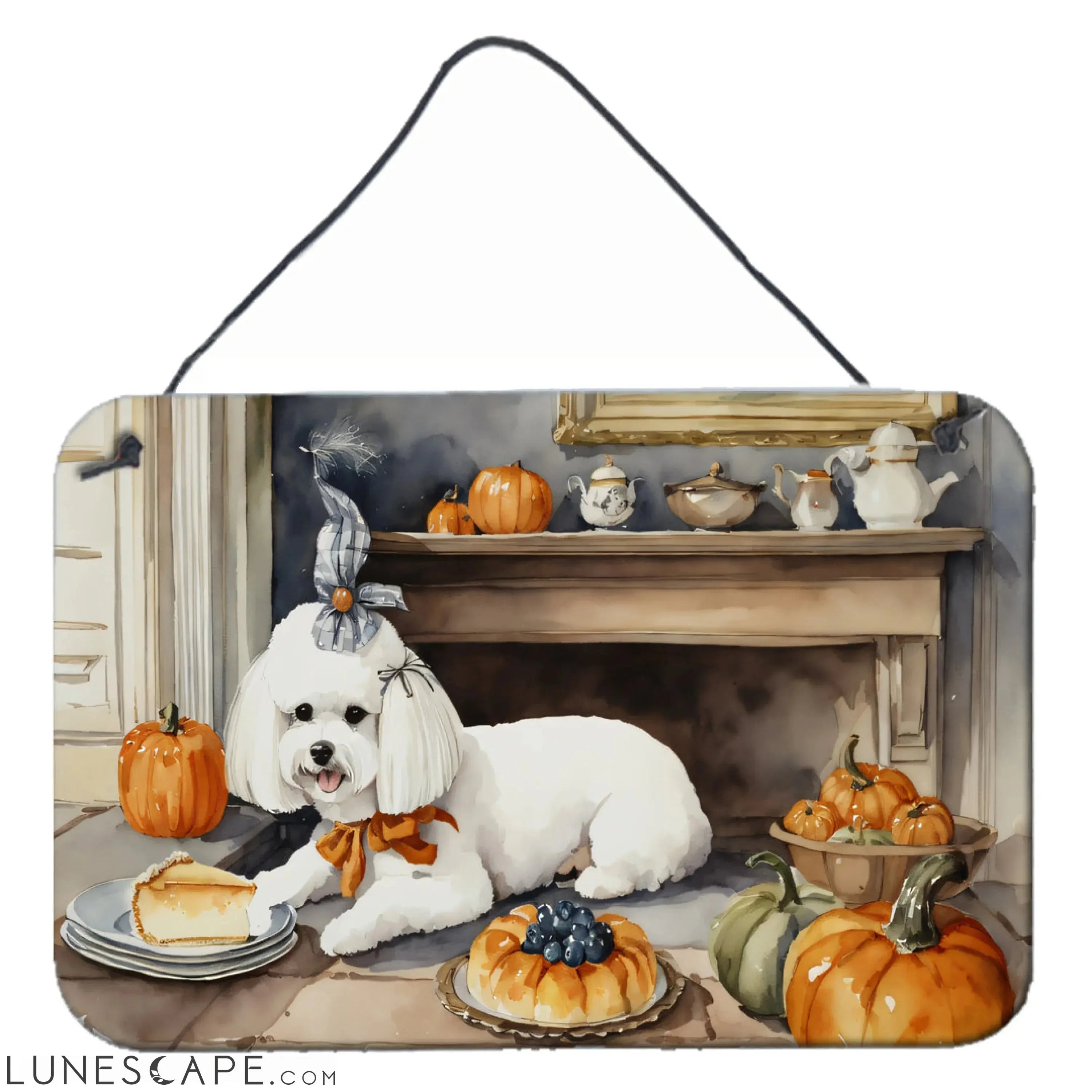 Bichon Frise Thanksgiving Fall Kitchen Pumpkins Wall or Door Hanging Prints LUNESCAPE