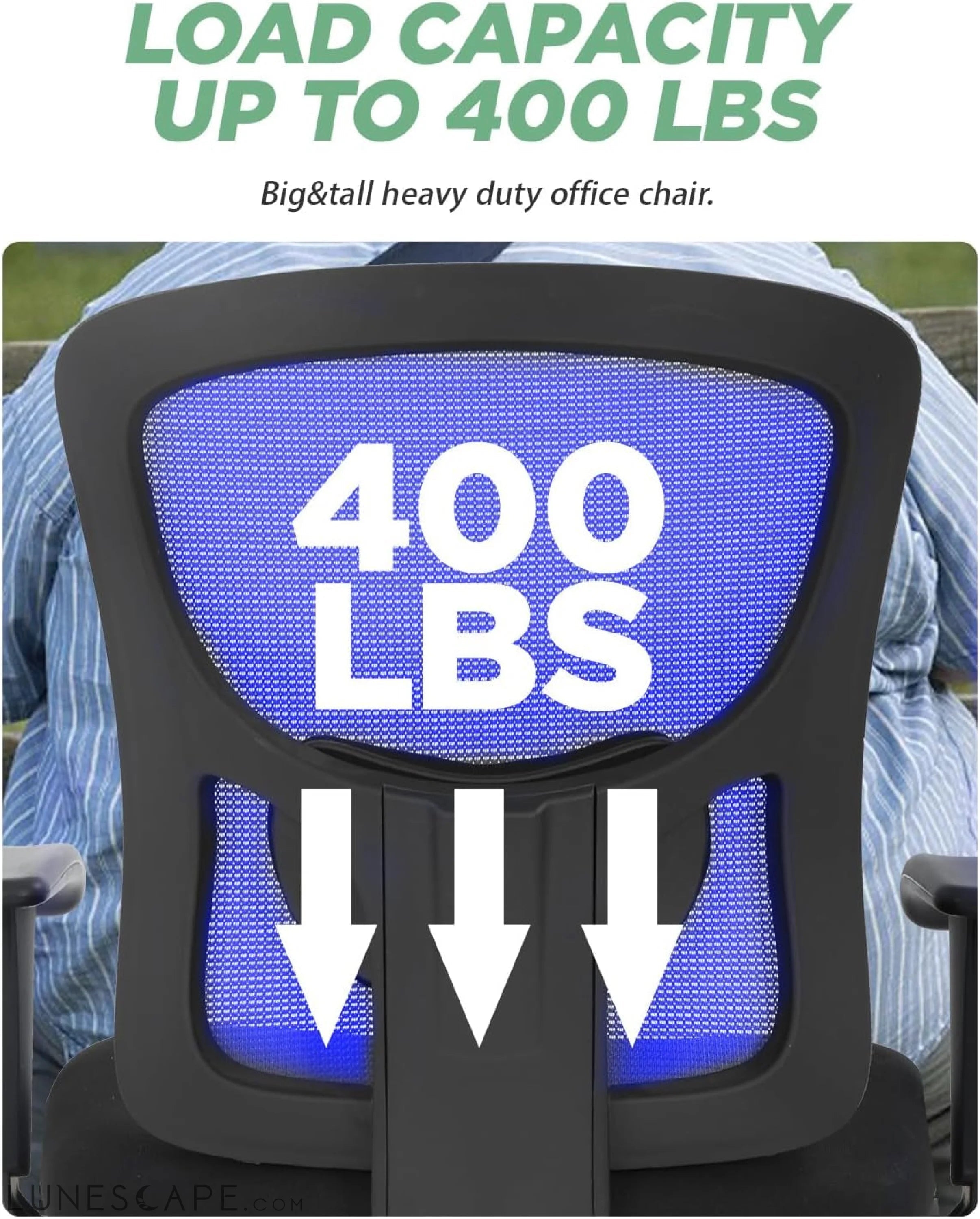Big and Tall Office Chair 400Lbs Desk Chair Mesh Computer Chair with LUNESCAPE