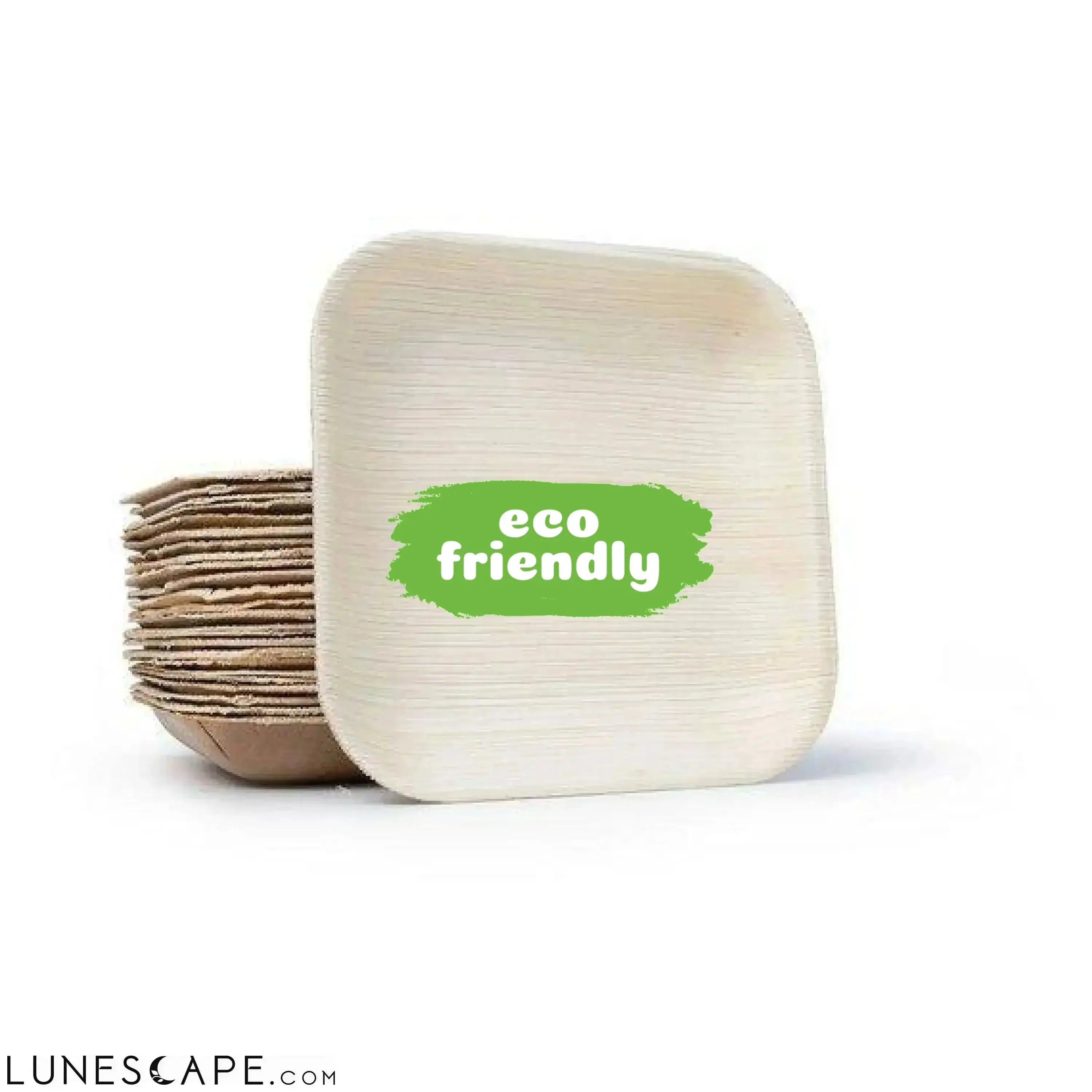 Biodegradable Palm Leaf Plates Square 7" Inch LUNESCAPE
