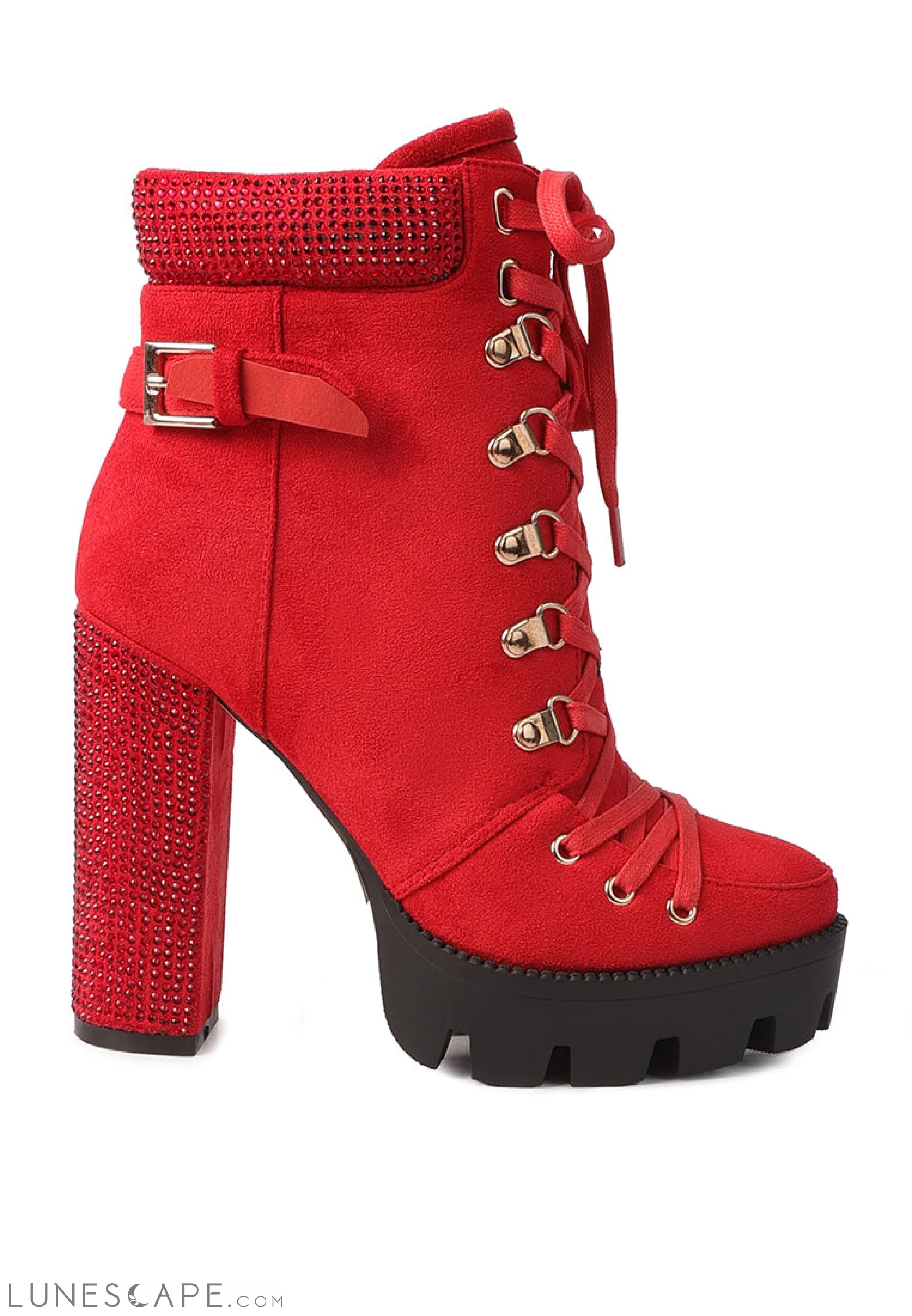 Birch Block Heeled Ankle Boots LUNESCAPE