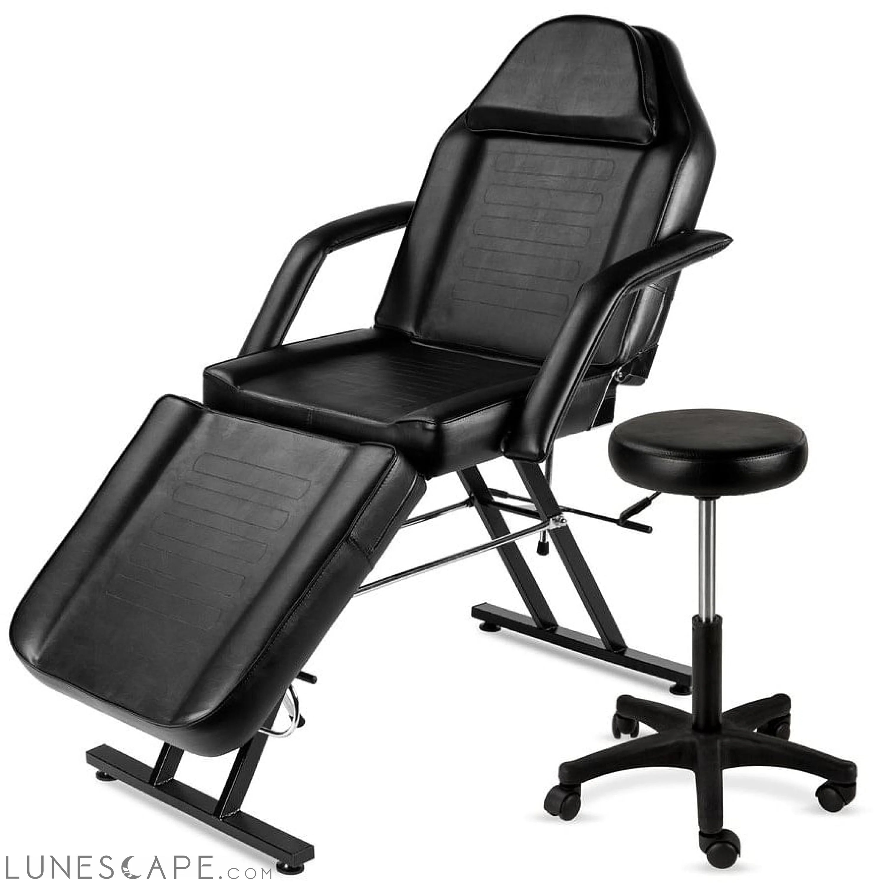 Black Adjustable Massage Bed Salon Chair w/ Hydraulic Stool LUNESCAPE