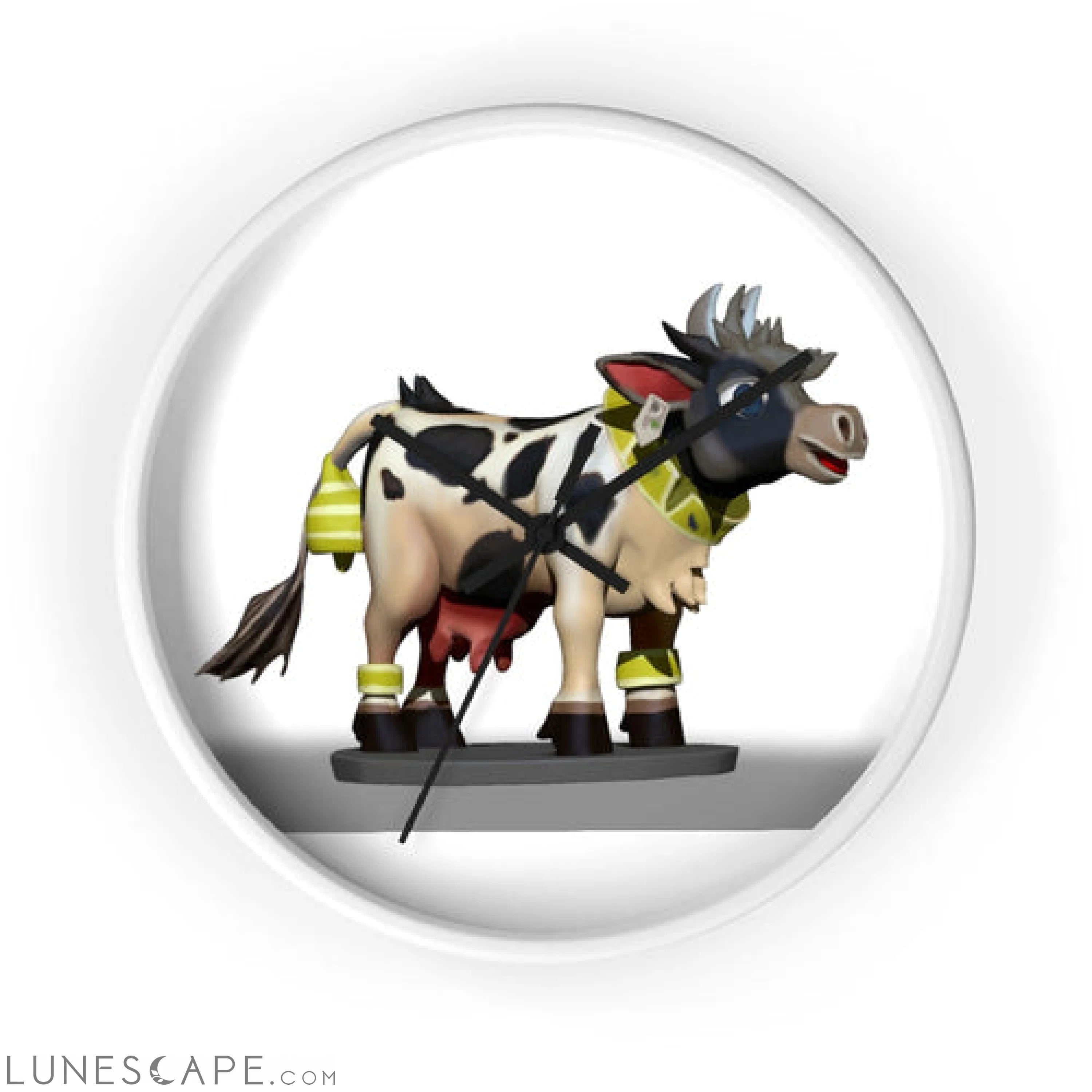 Black and White Cow Wall clock LUNESCAPE