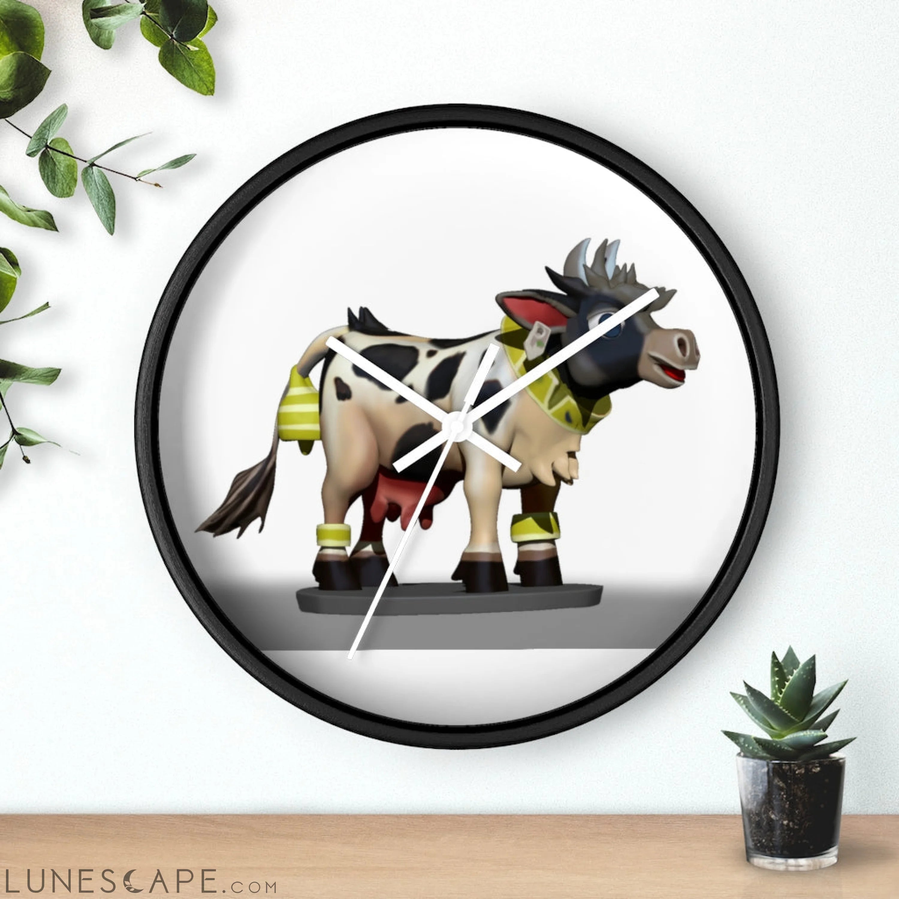 Black and White Cow Wall clock LUNESCAPE