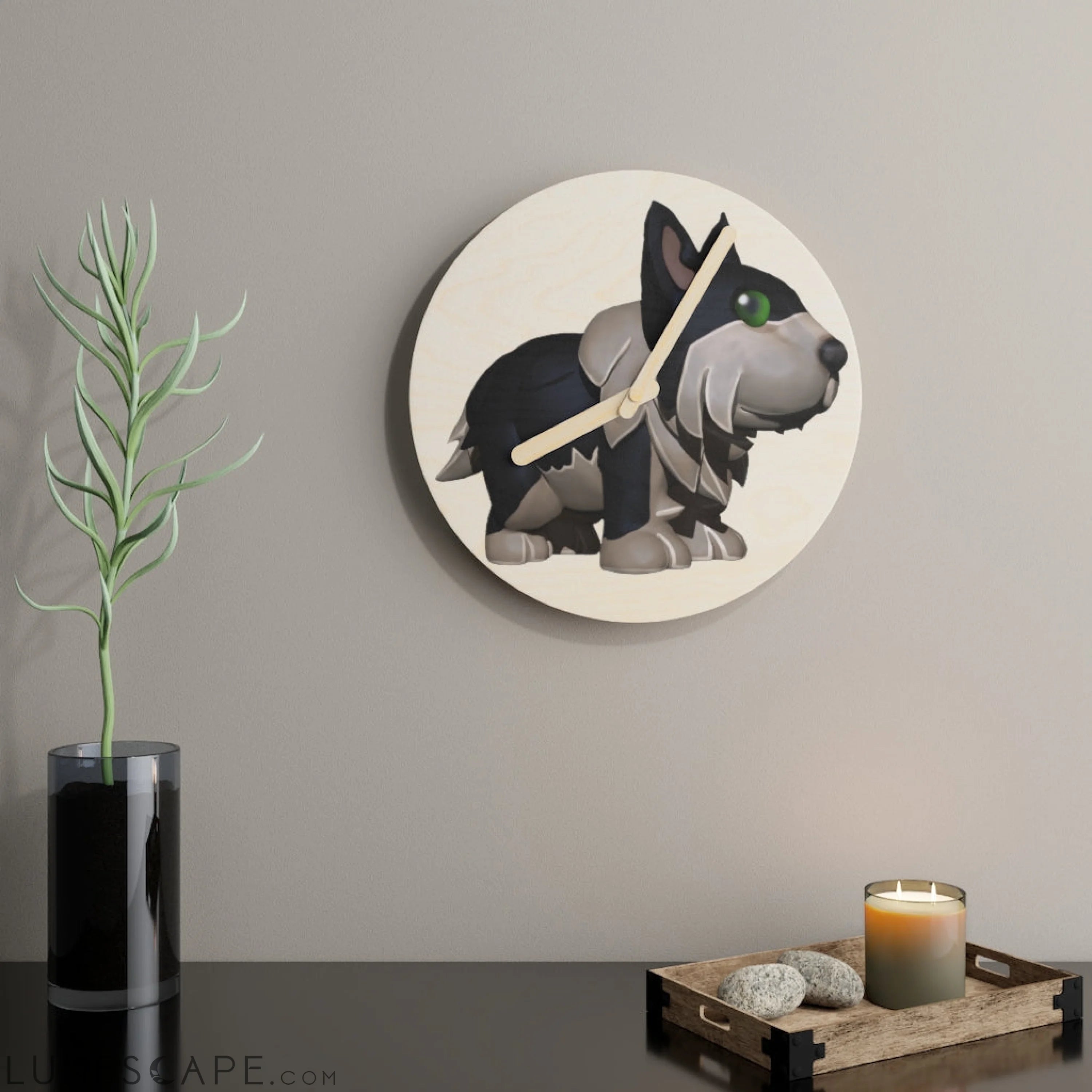Black Dog Wooden Wall Clock LUNESCAPE