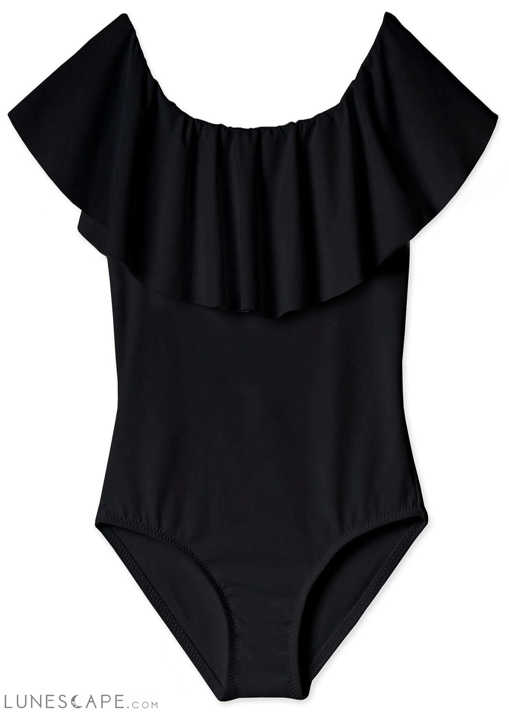 Black Draped Swimsuit for Girls LUNESCAPE