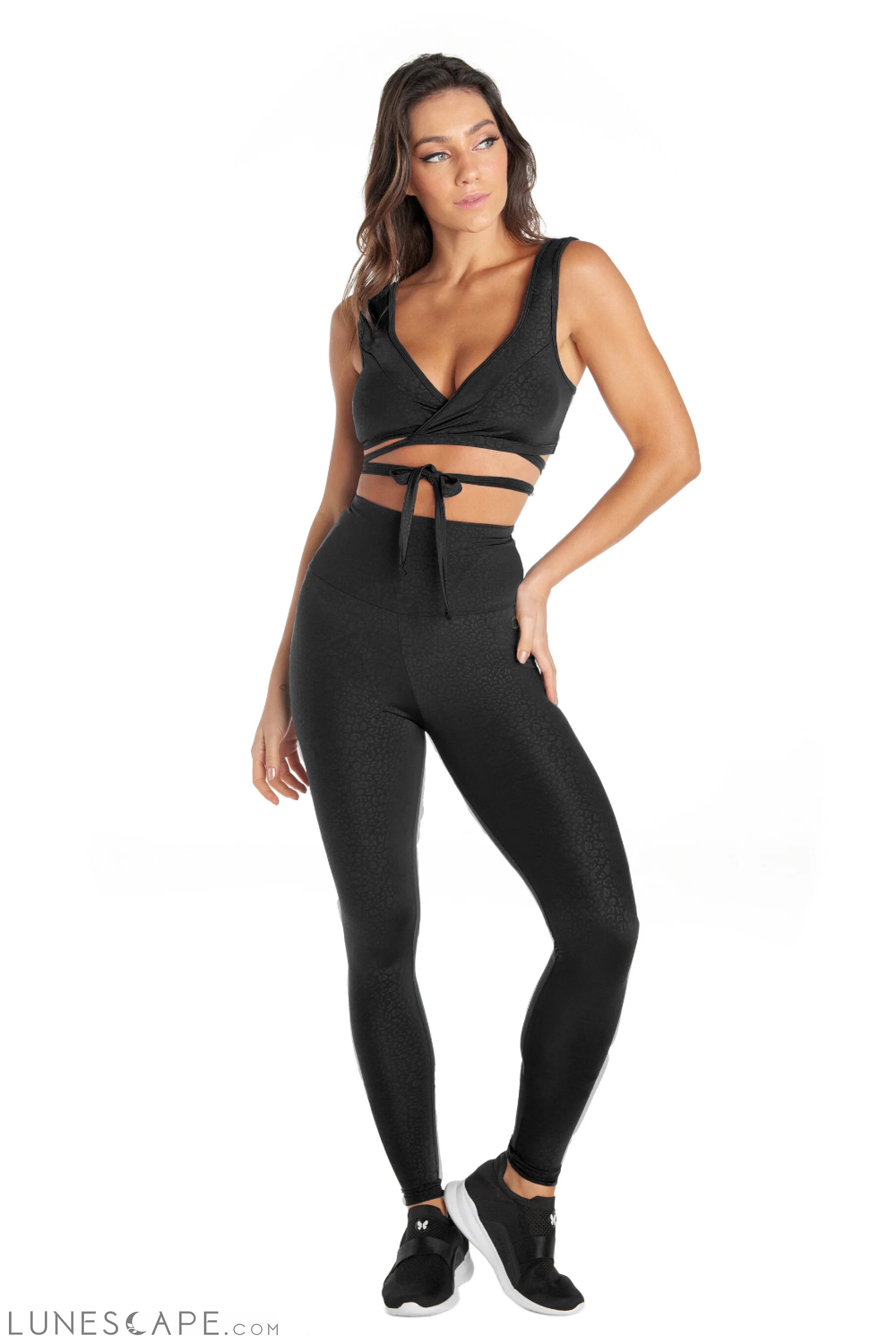 Black Dream High Black Leopard Waisted Leggings LUNESCAPE