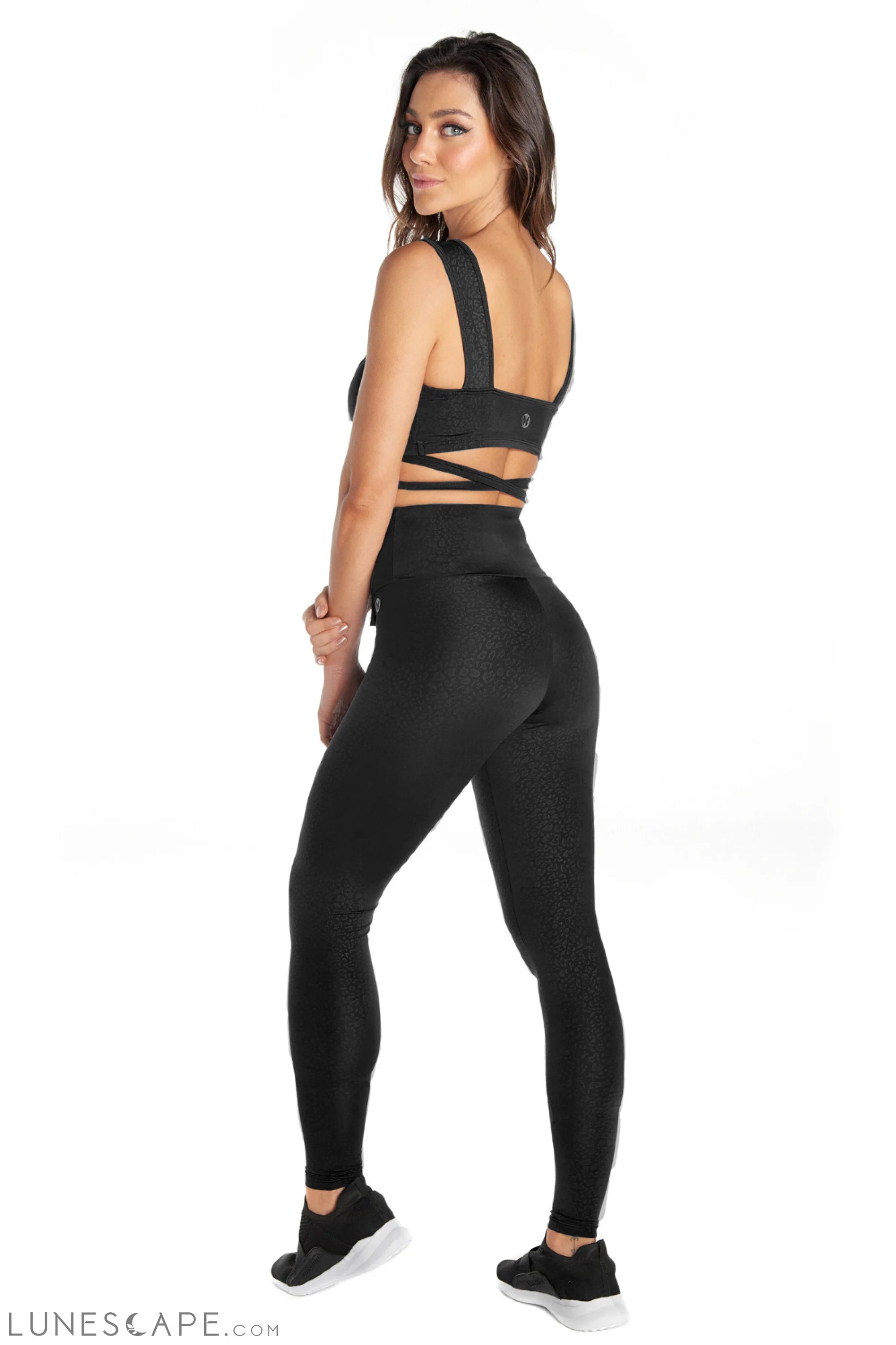 Black Dream High Black Leopard Waisted Leggings LUNESCAPE