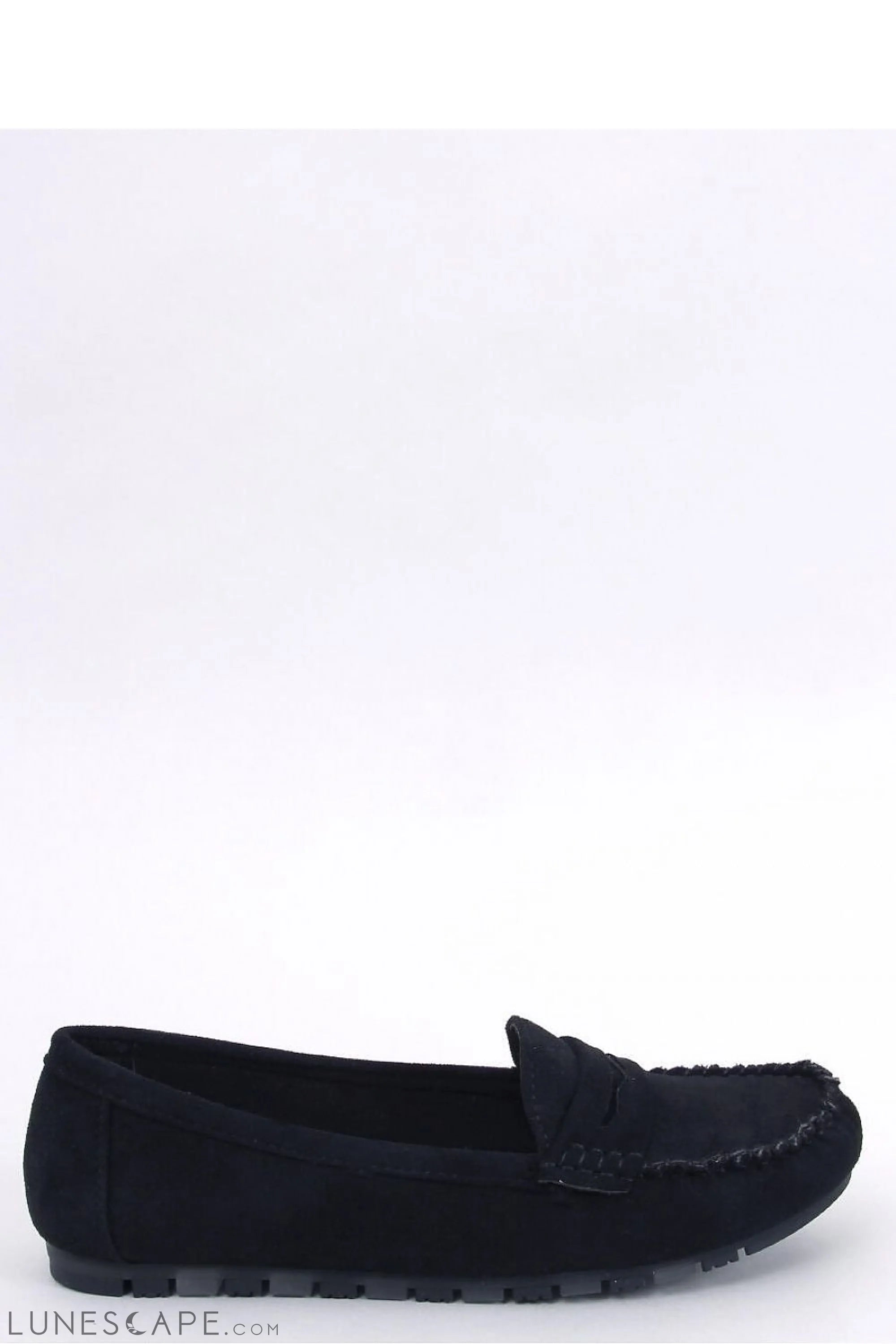 Black Eco-Suede Driving Loafers Women's – Round Toe with Moc Stitch Detail LUNESCAPE