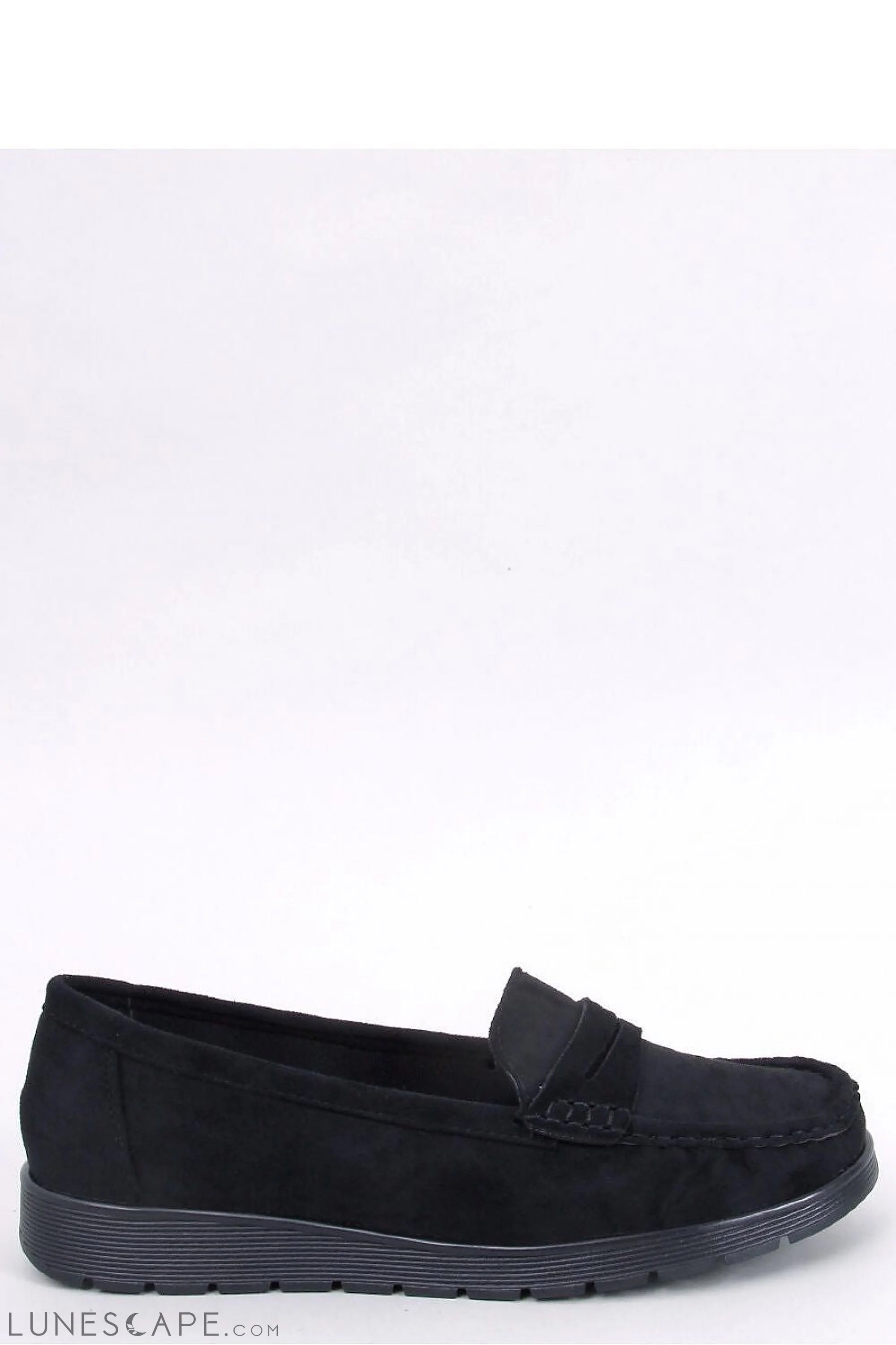 Black Eco-Suede Loafers for Women – Classic Penny Slip-Ons with Comfort Sole LUNESCAPE
