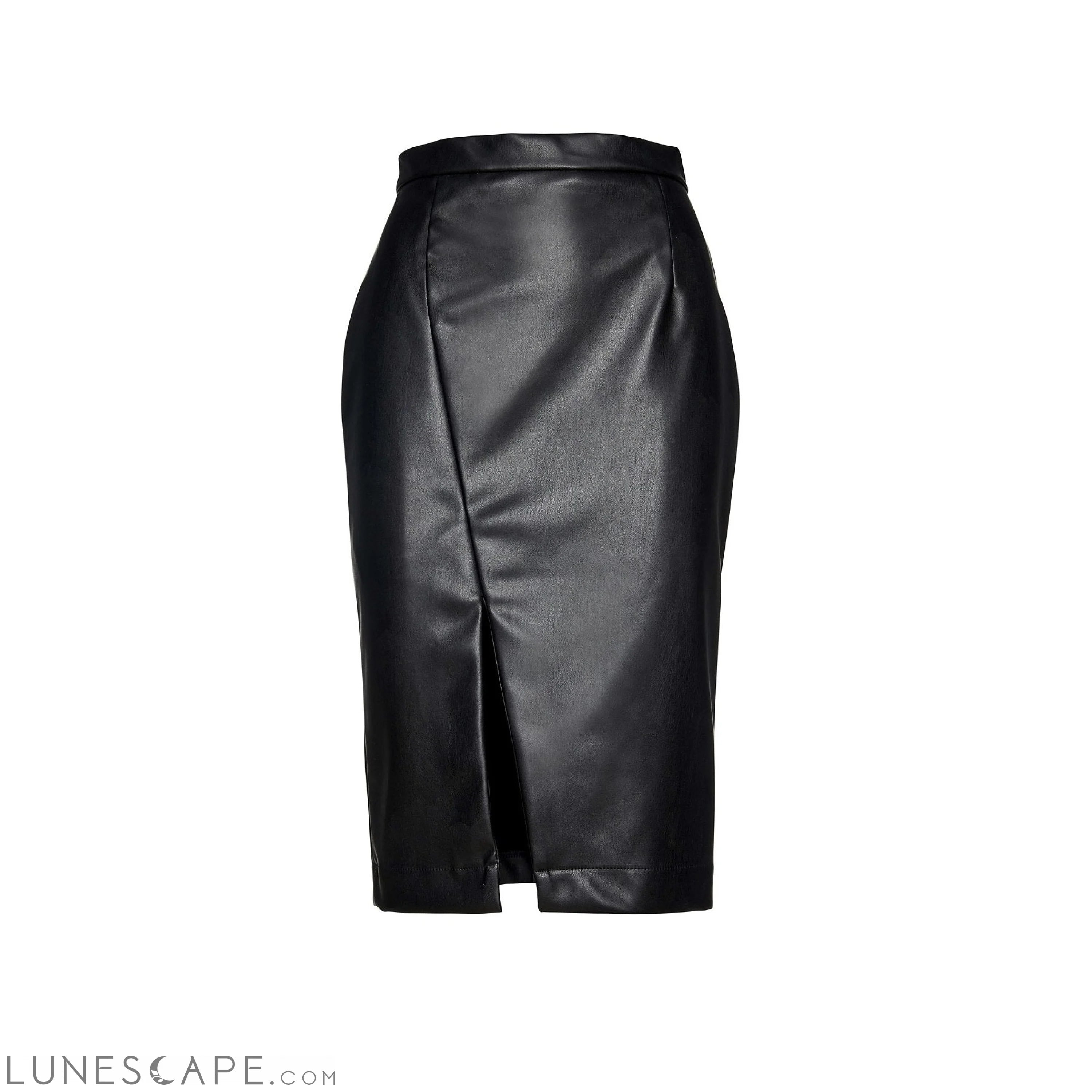 Black Faux Leather Pencil Skirt by Conquista Fashion LUNESCAPE