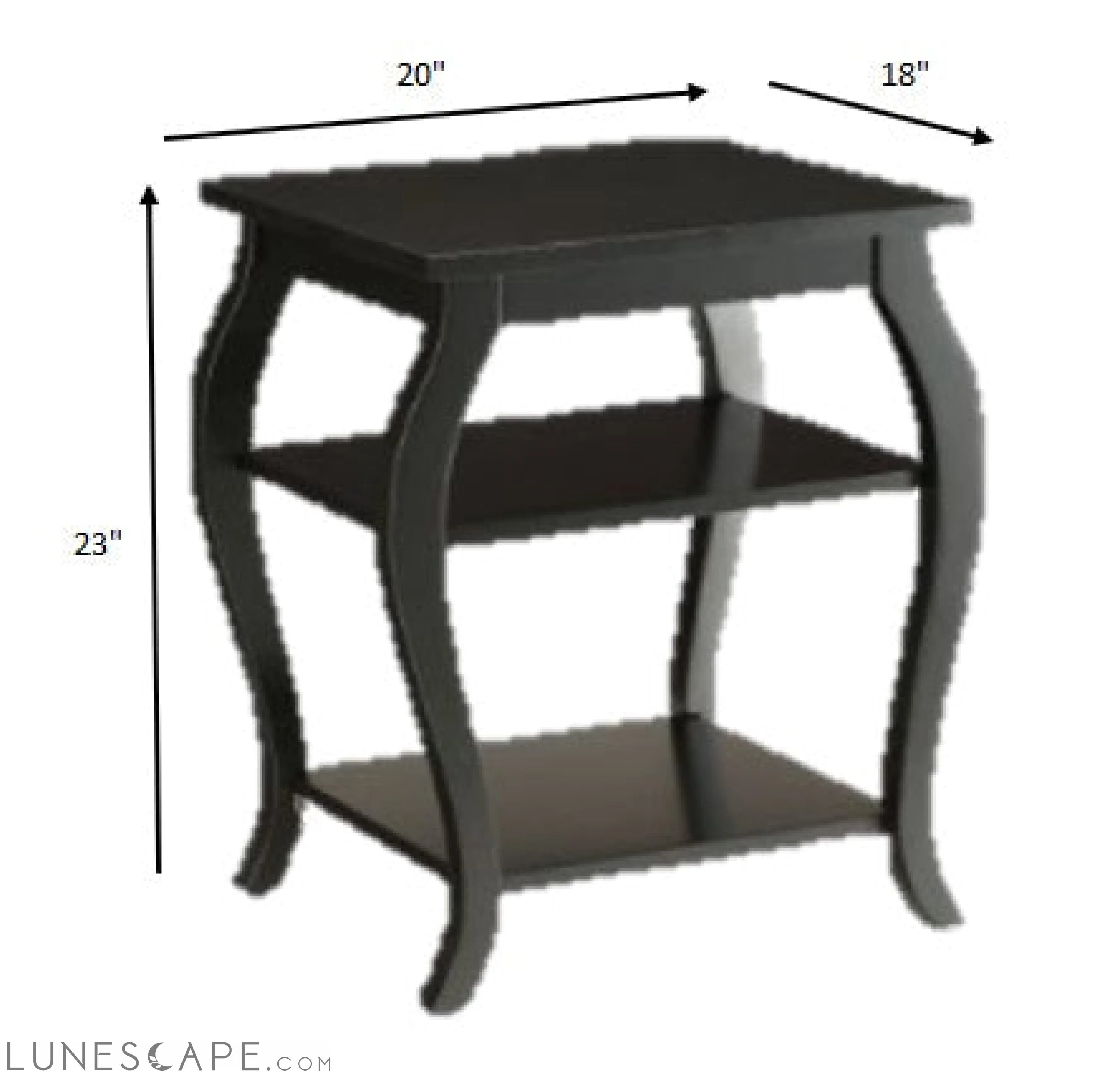 Black Finish Bow Leg Square End Table LUNESCAPE
