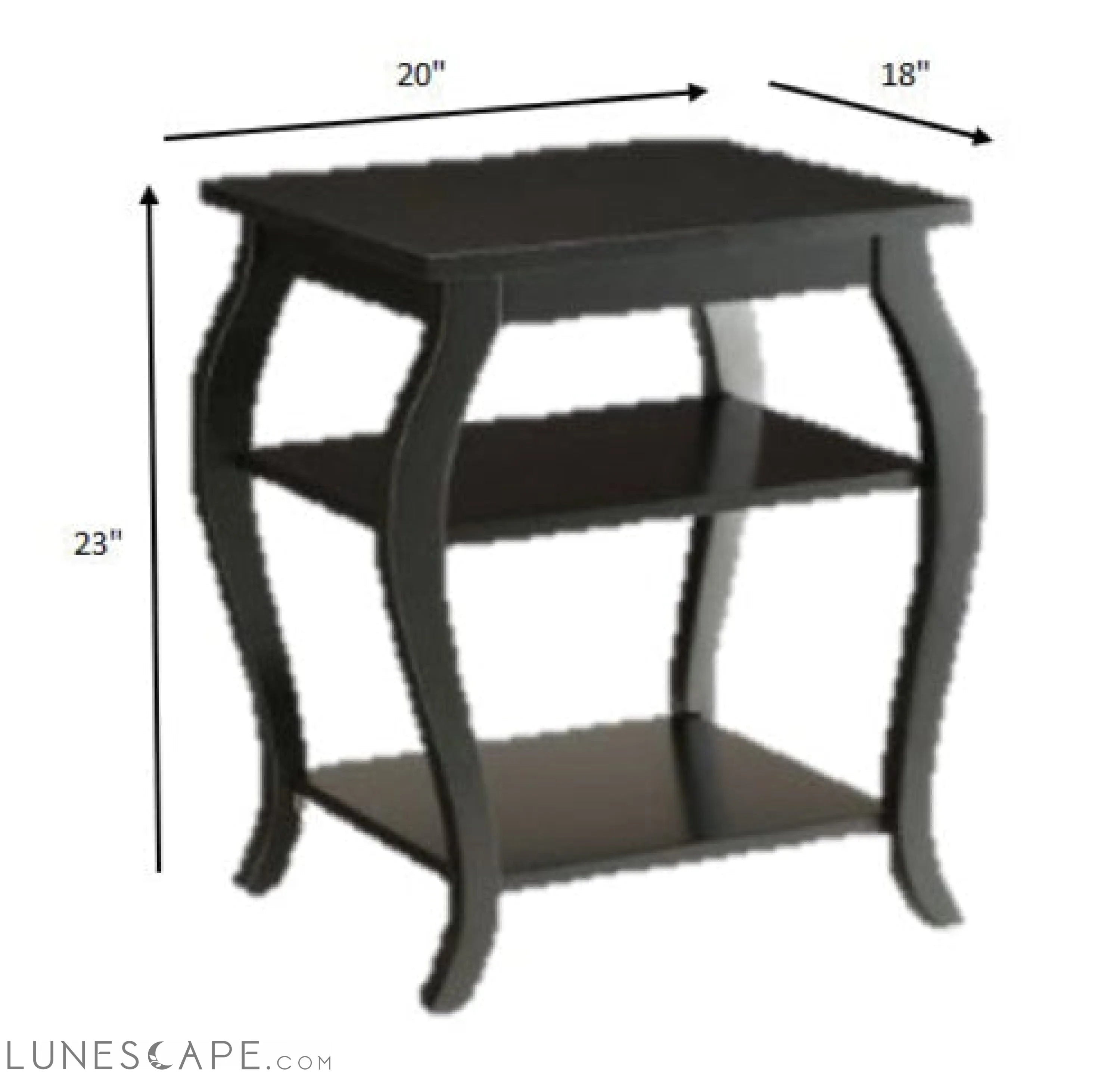Black Finish Bow Leg Square End Table LUNESCAPE