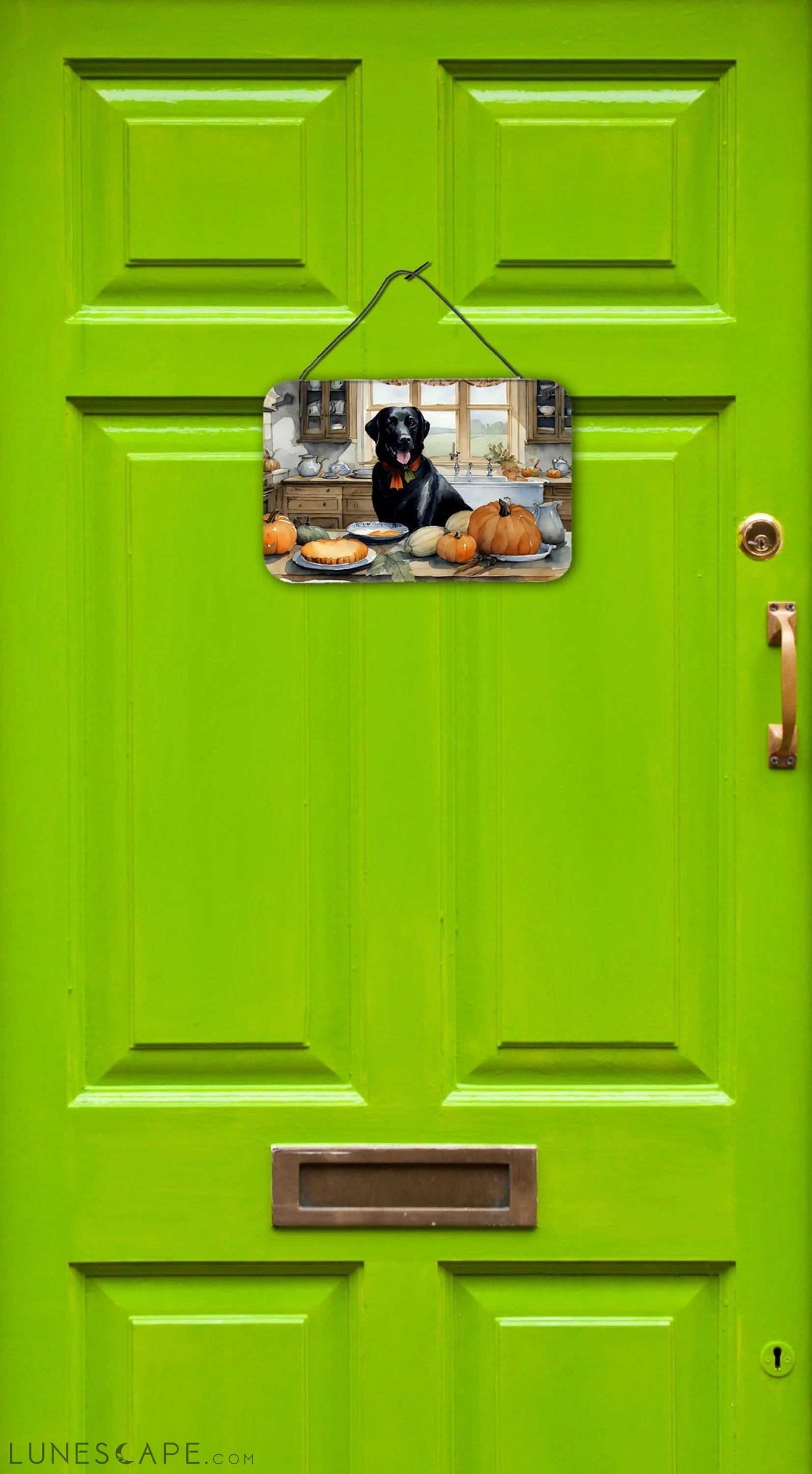 Black Lab Thanksgiving Fall Kitchen Pumpkins Wall or Door Hanging Prints LUNESCAPE