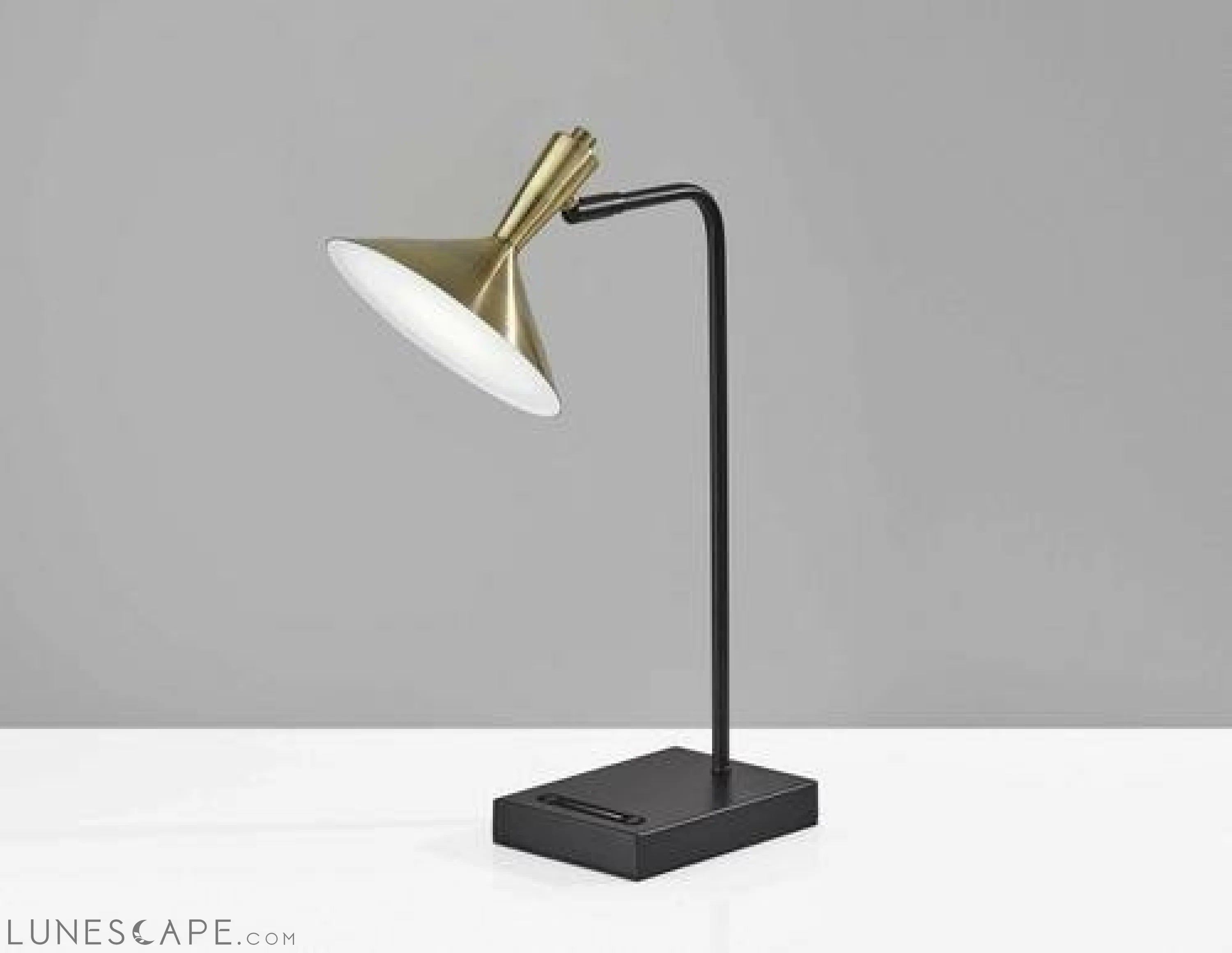 Black Metal LED Desk Lamp - 7" X 13" X 21.75" LUNESCAPE