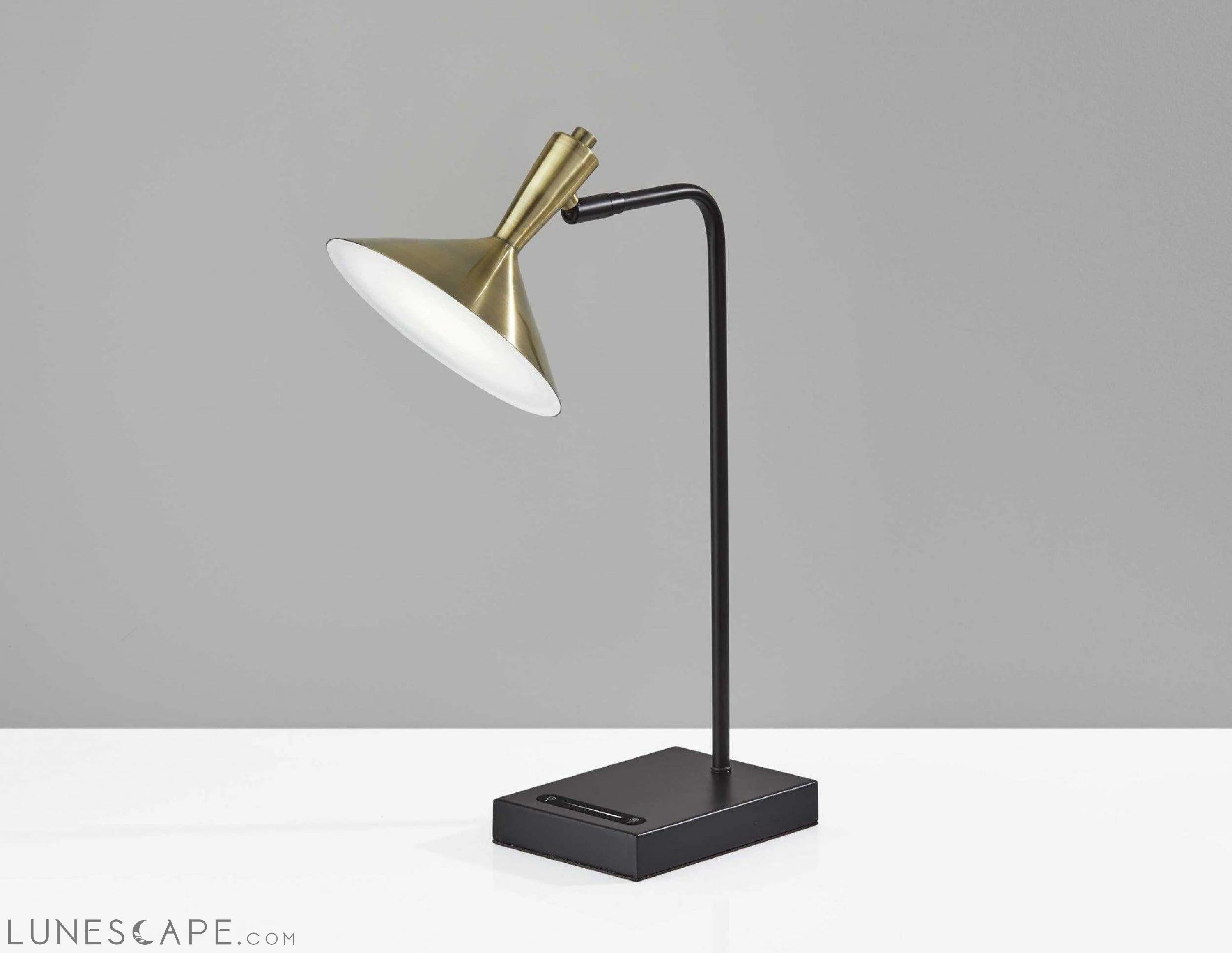 Black Metal LED Desk Lamp - 7" X 13" X 21.75" LUNESCAPE