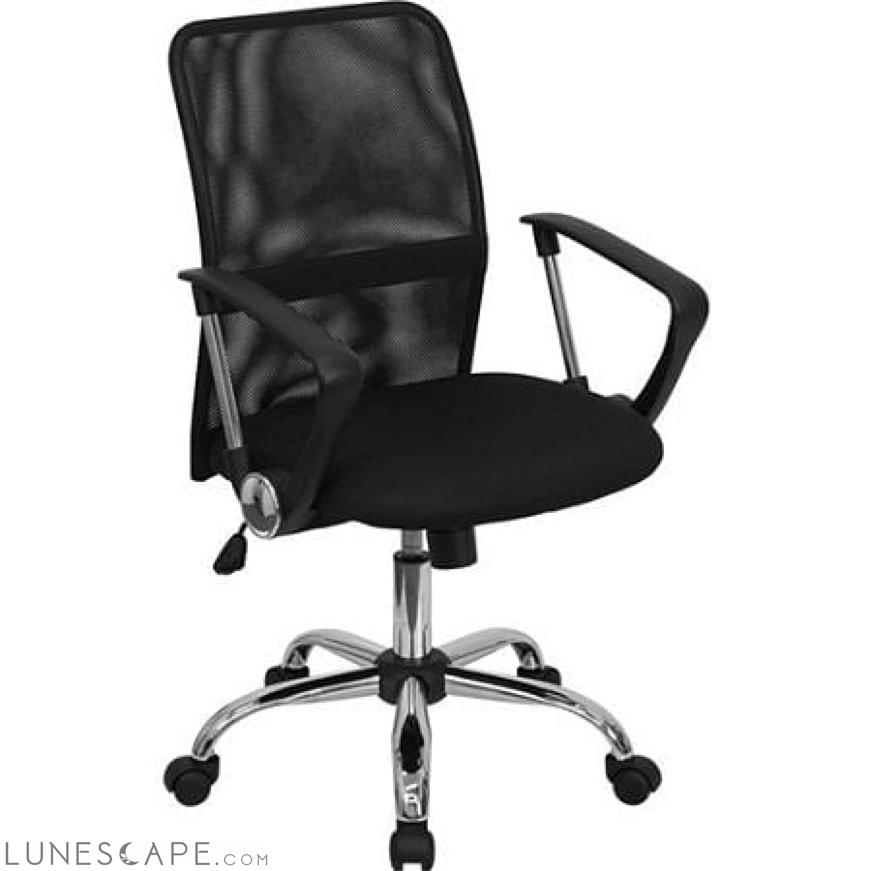 Black Mid-Back Mesh Office Chair with Chrome Finished Base LUNESCAPE