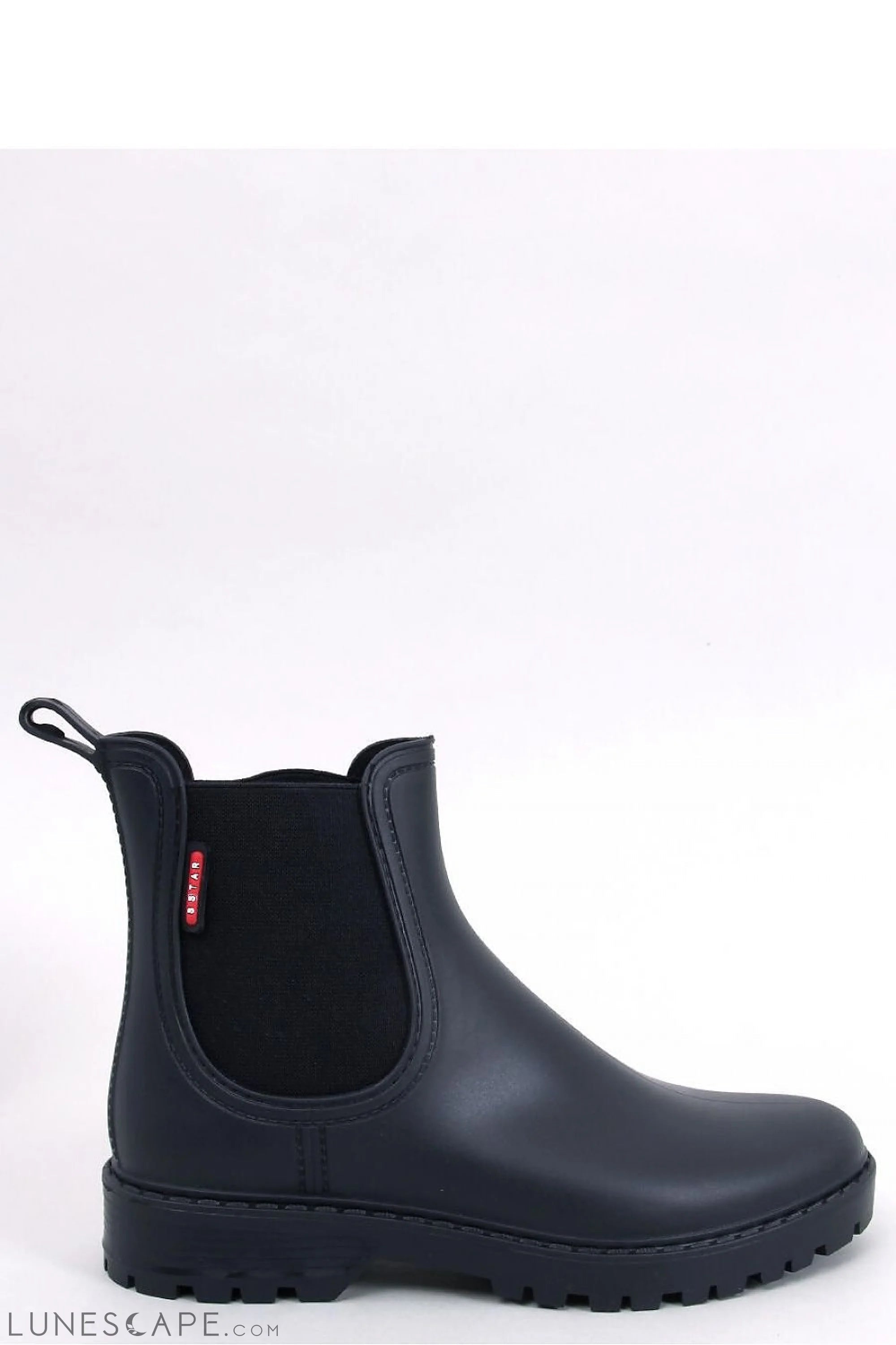 Black Waterproof Rubber Women's Chelsea-Style Wellington Boots LUNESCAPE