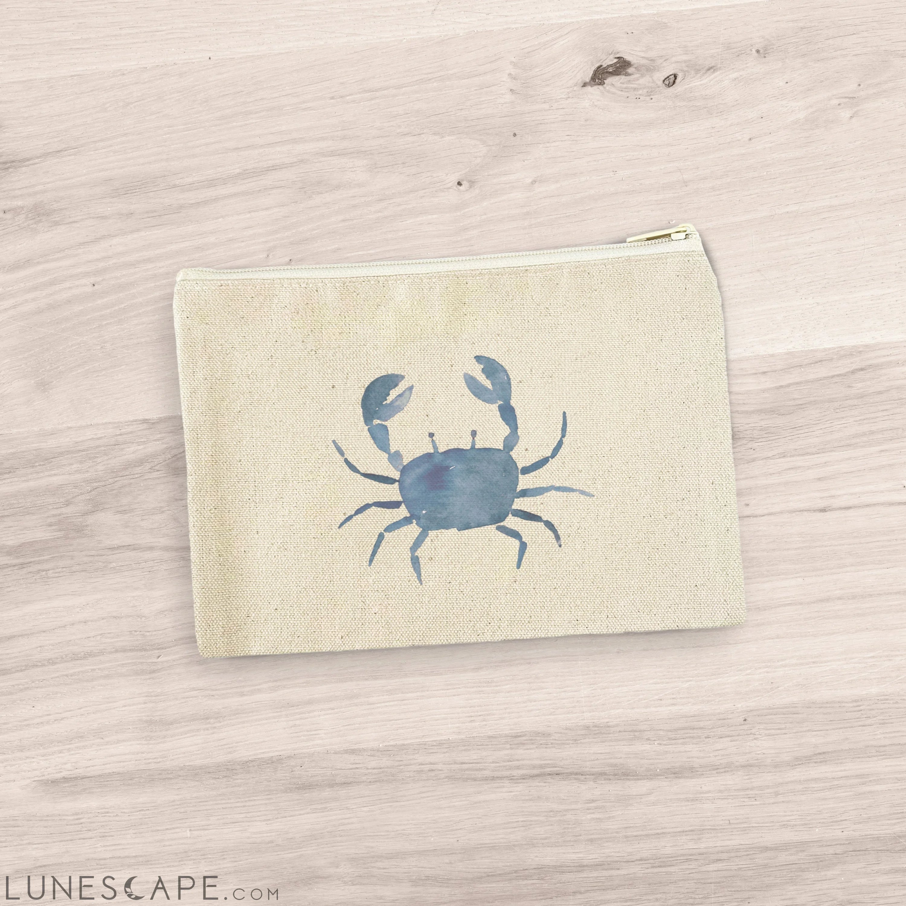 Blue Crab - Canvas Zipper Pouch LUNESCAPE