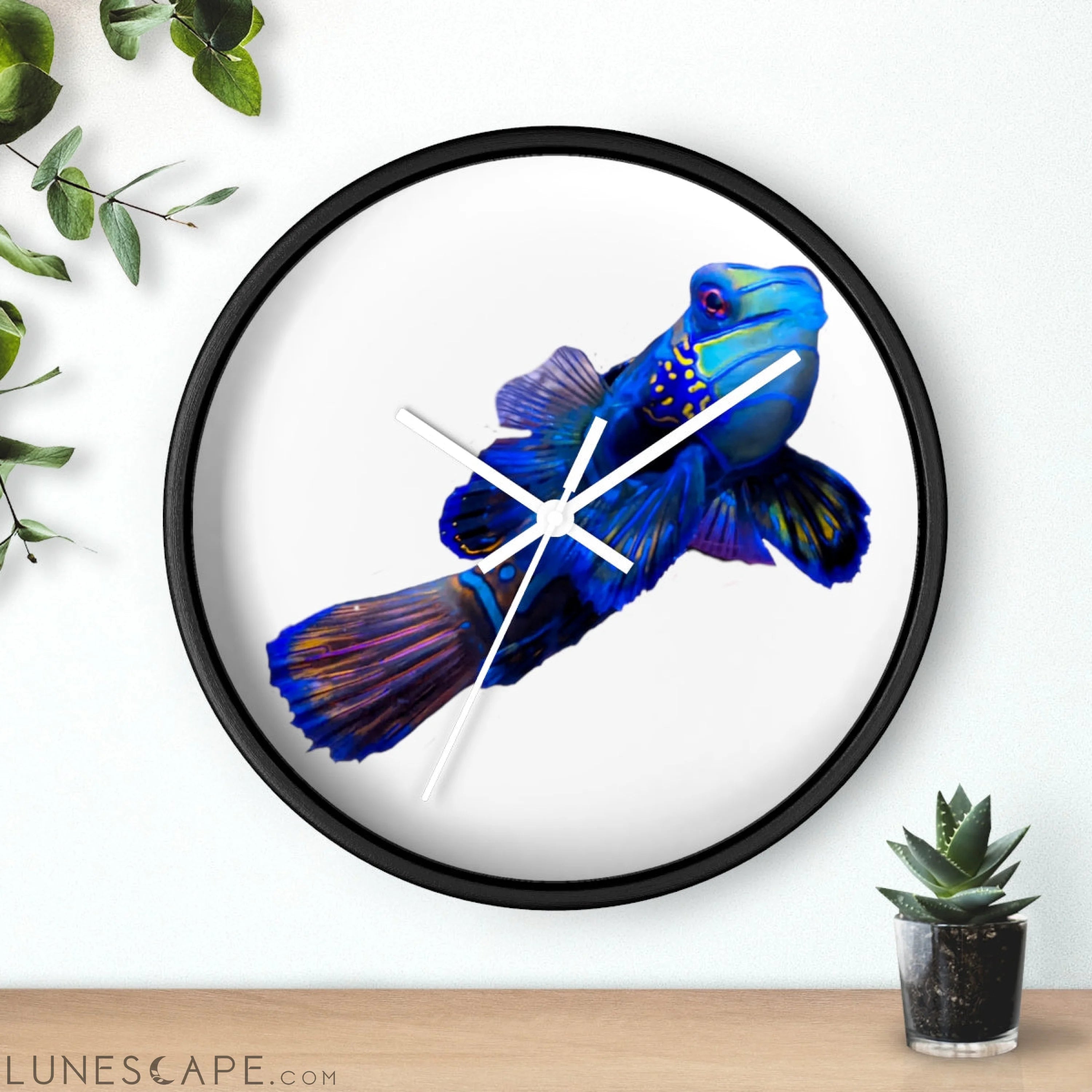 Blue Fish Wall clock LUNESCAPE