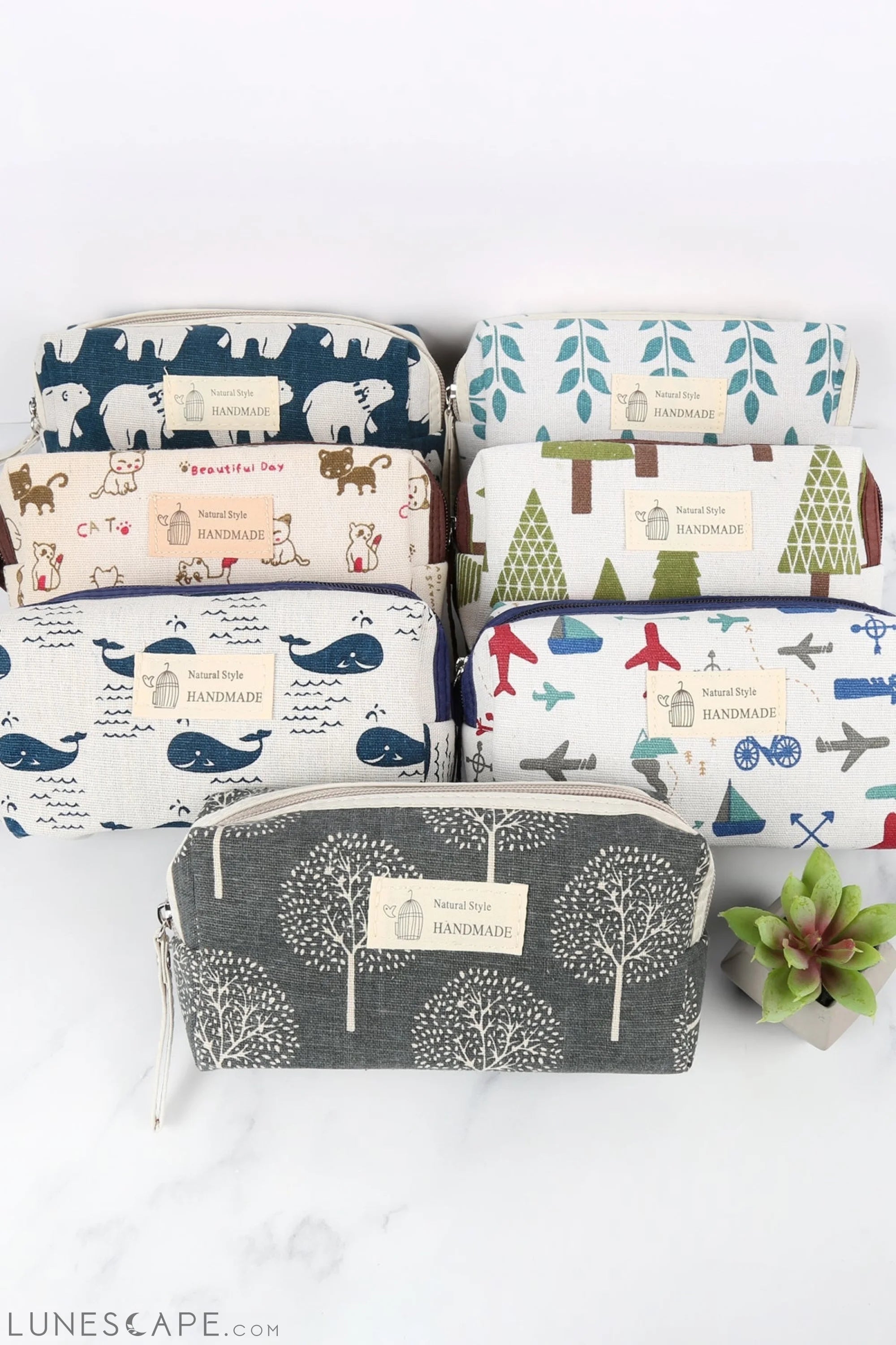 Blue Leaf Art Cosmetic Pouch LUNESCAPE