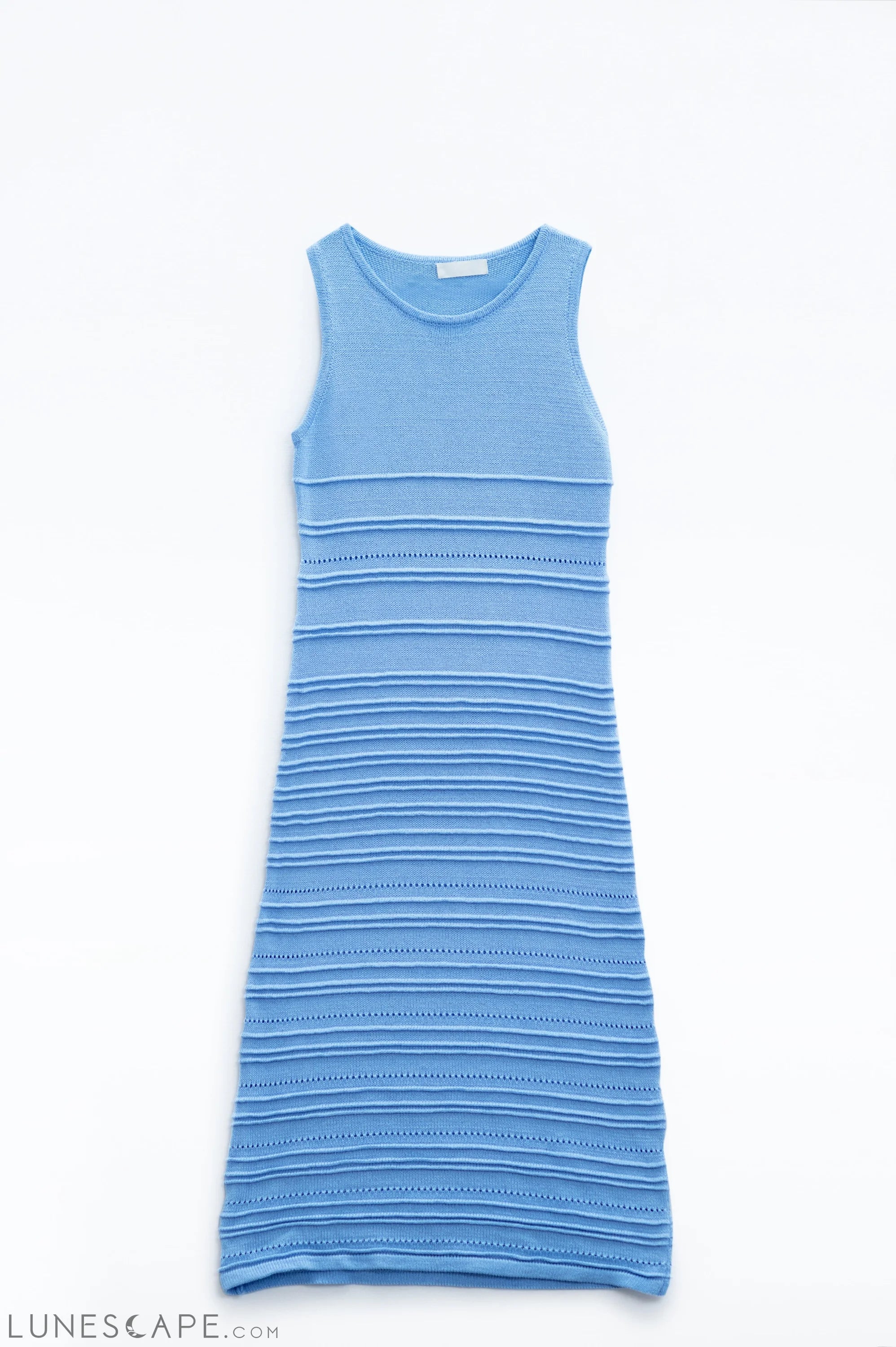 Blue Maxi Crochet Sleeveless Knitted Dress LUNESCAPE
