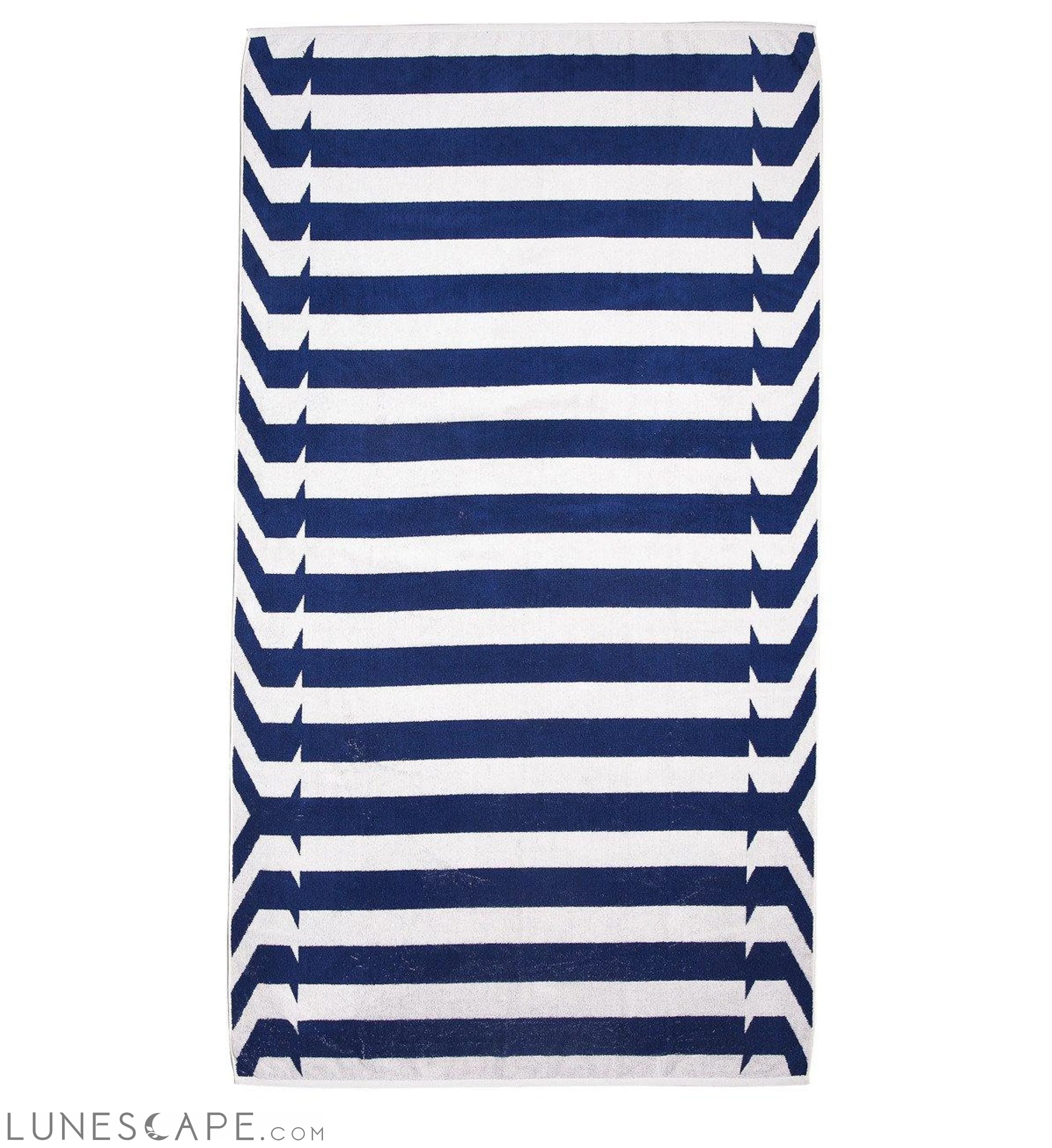 Blue Nautical Stripes Beach Towel LUNESCAPE