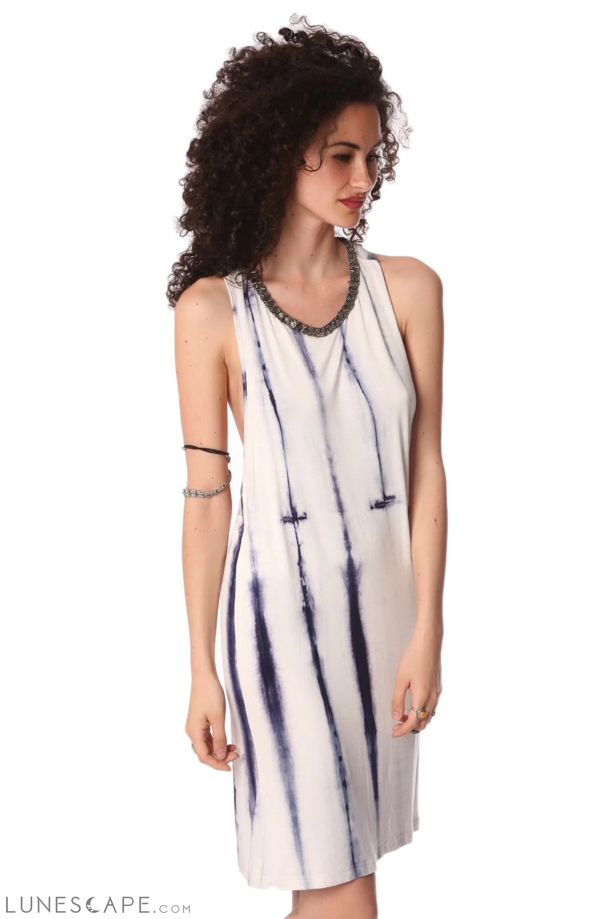 Blue Slip Dress in Tie Dye Dresses - Knee Length