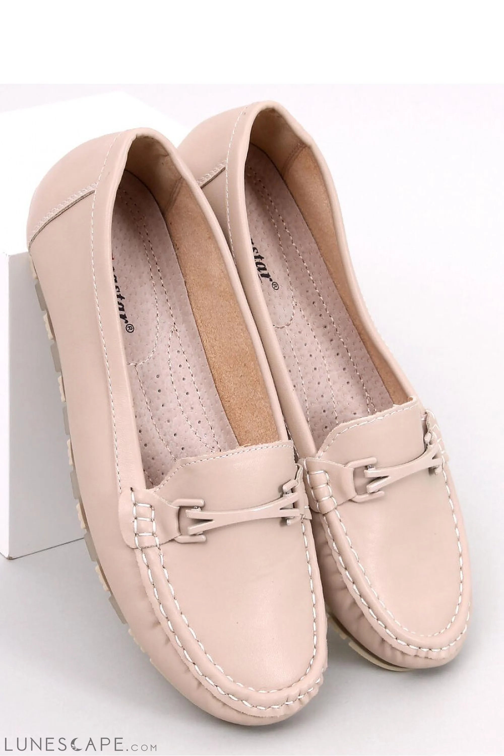 Blush Beige Vegan Leather Women's Loafers – Moc Toe with Driving Sole LUNESCAPE