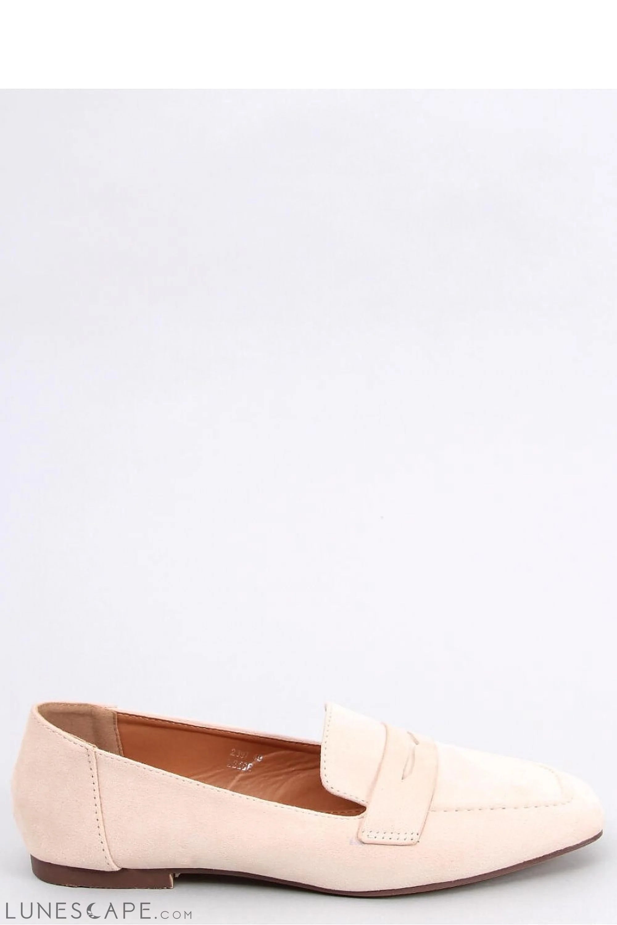 Blush Vegan Suede Loafers – Women’s Almond Toe with Penny Strap Detail LUNESCAPE